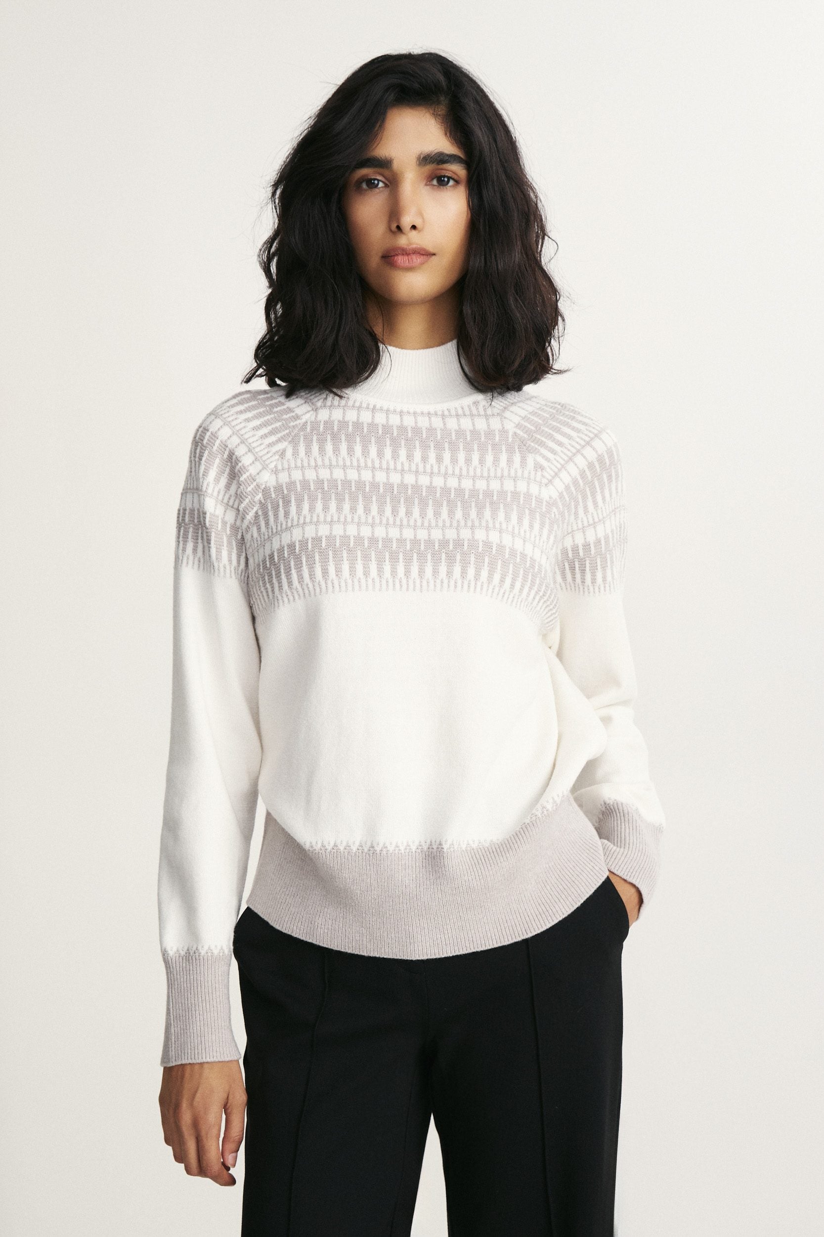 Fairisle mock neck sweater