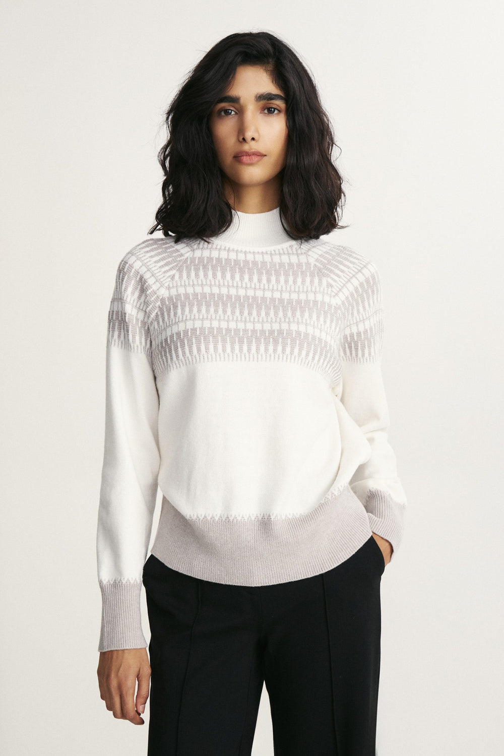 Fairisle mock neck sweater