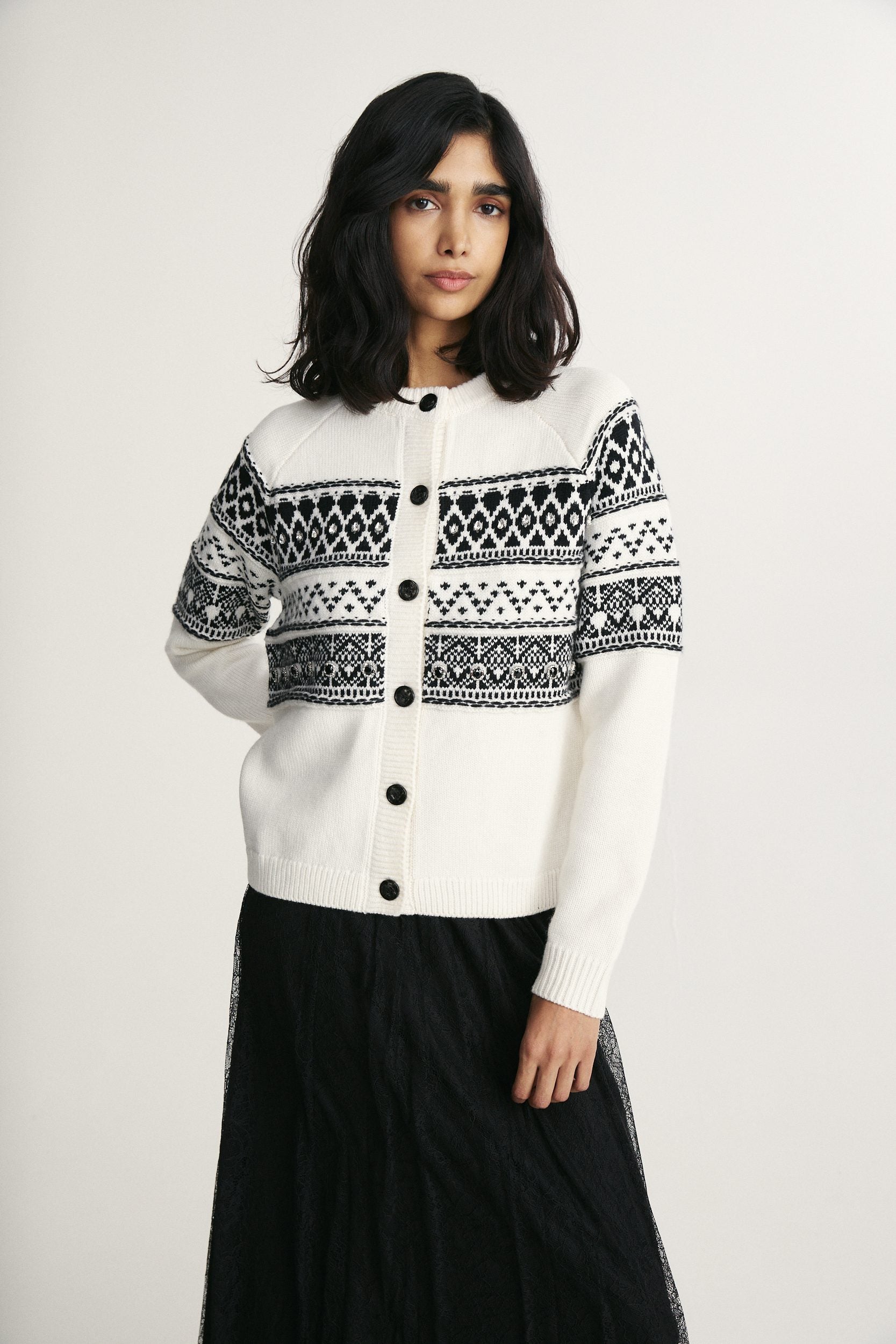Stones ermbelishments fairisle cardigan