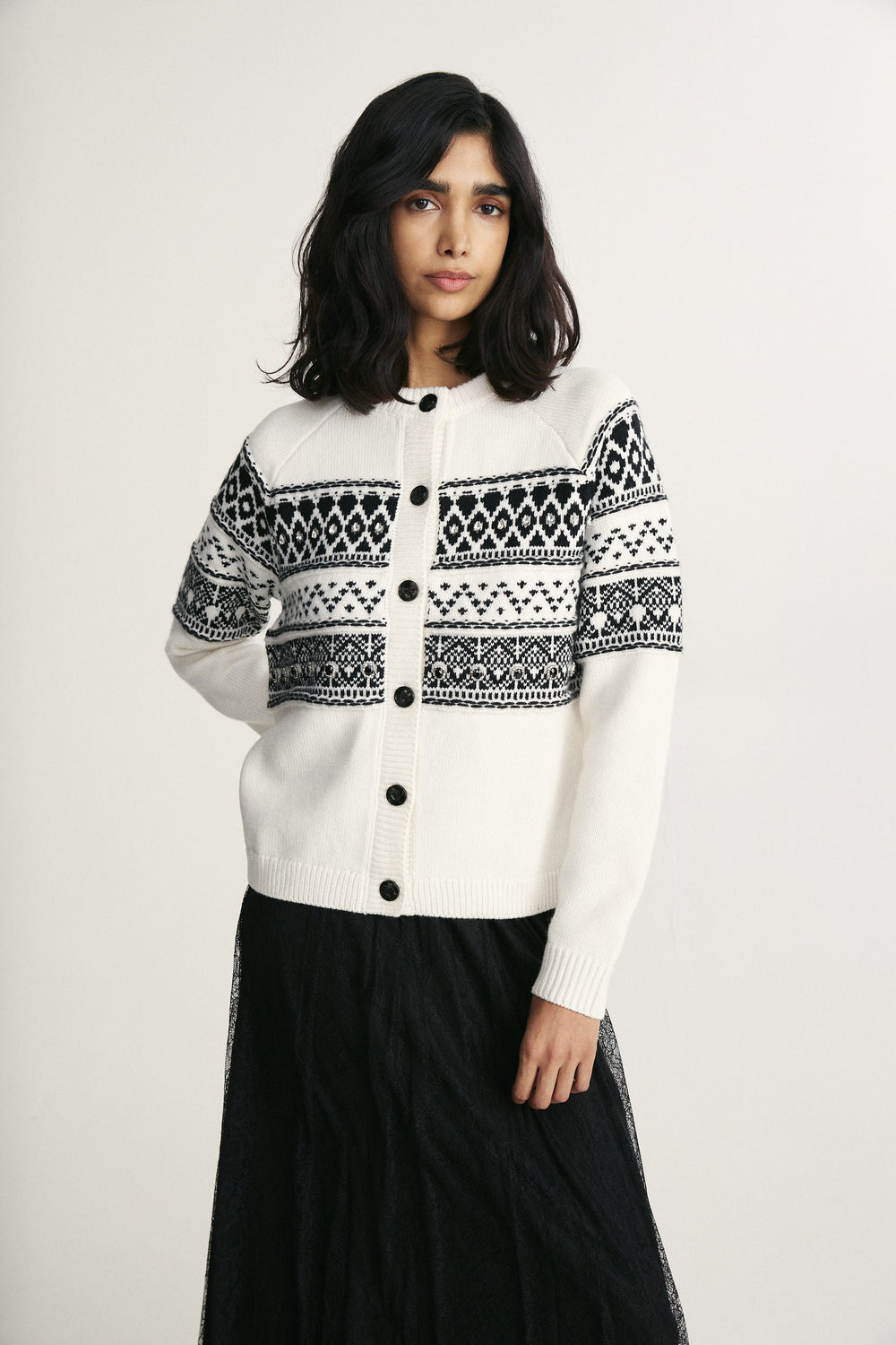 Stones ermbelishments fairisle cardigan