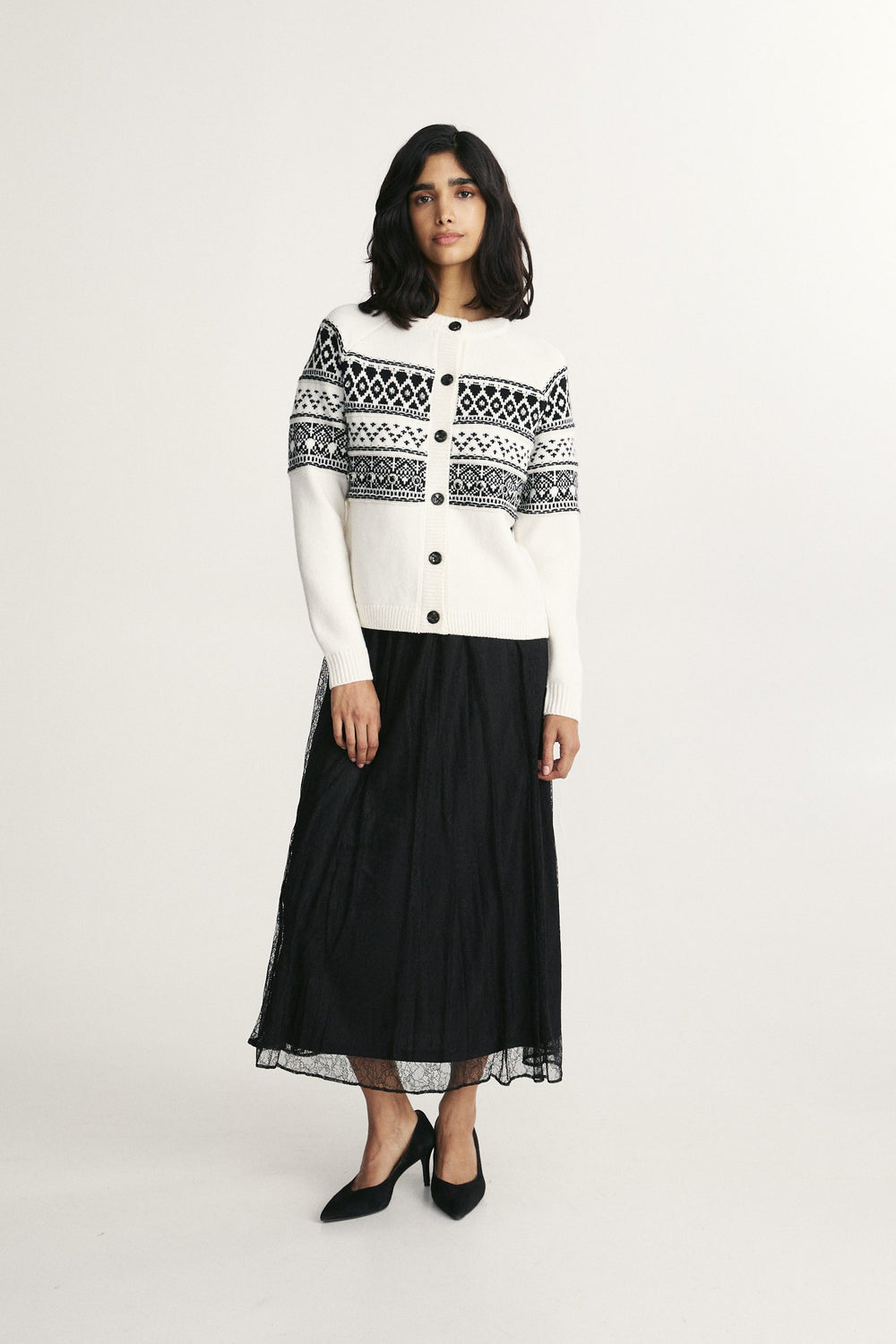 Stones ermbelishments fairisle cardigan