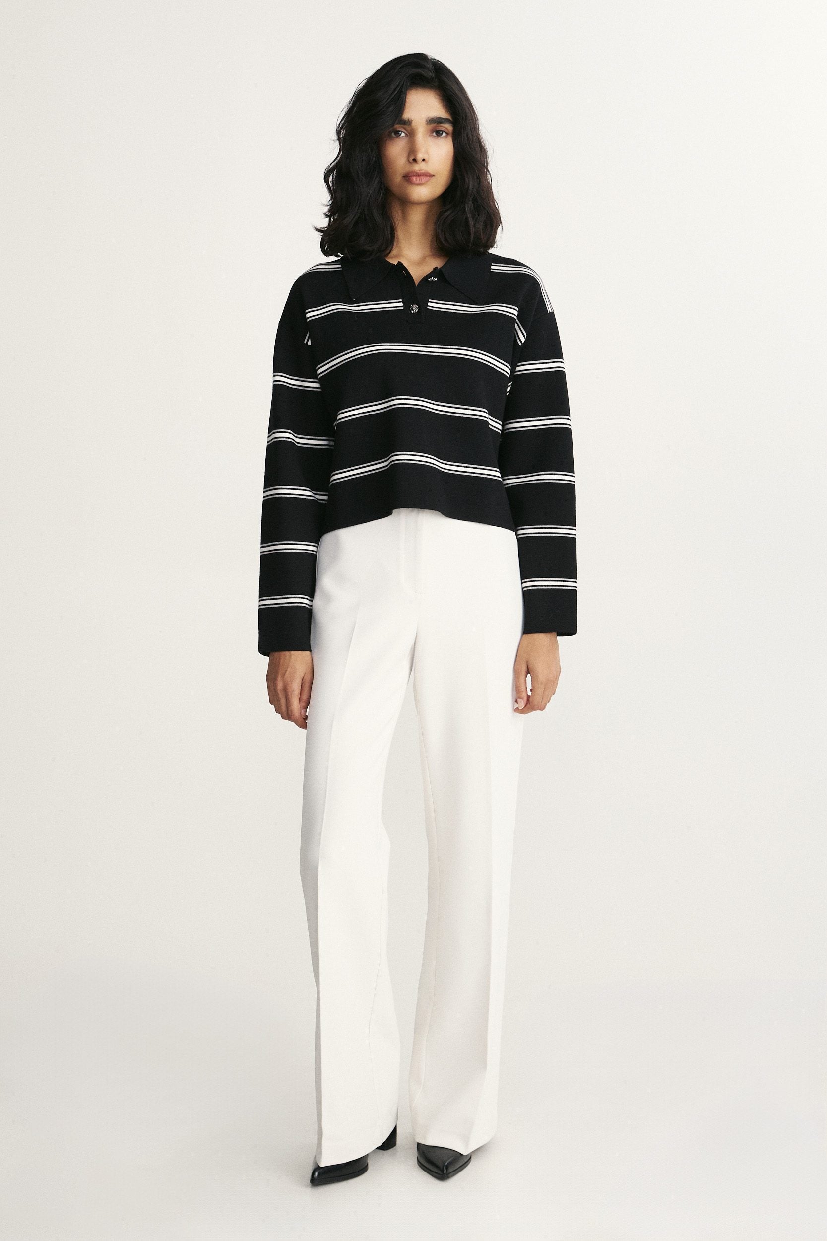 Striped polo sweater