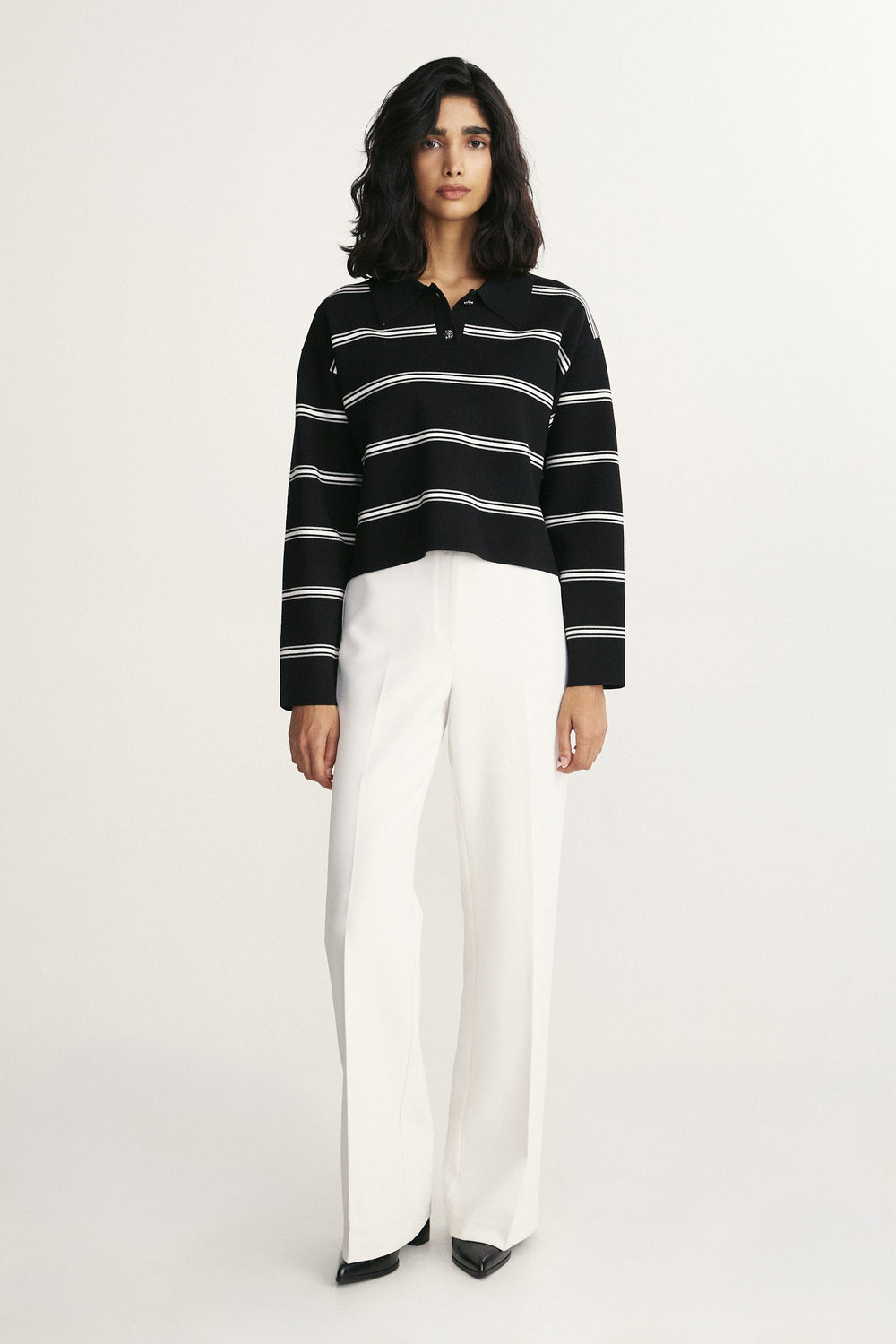 Striped polo sweater