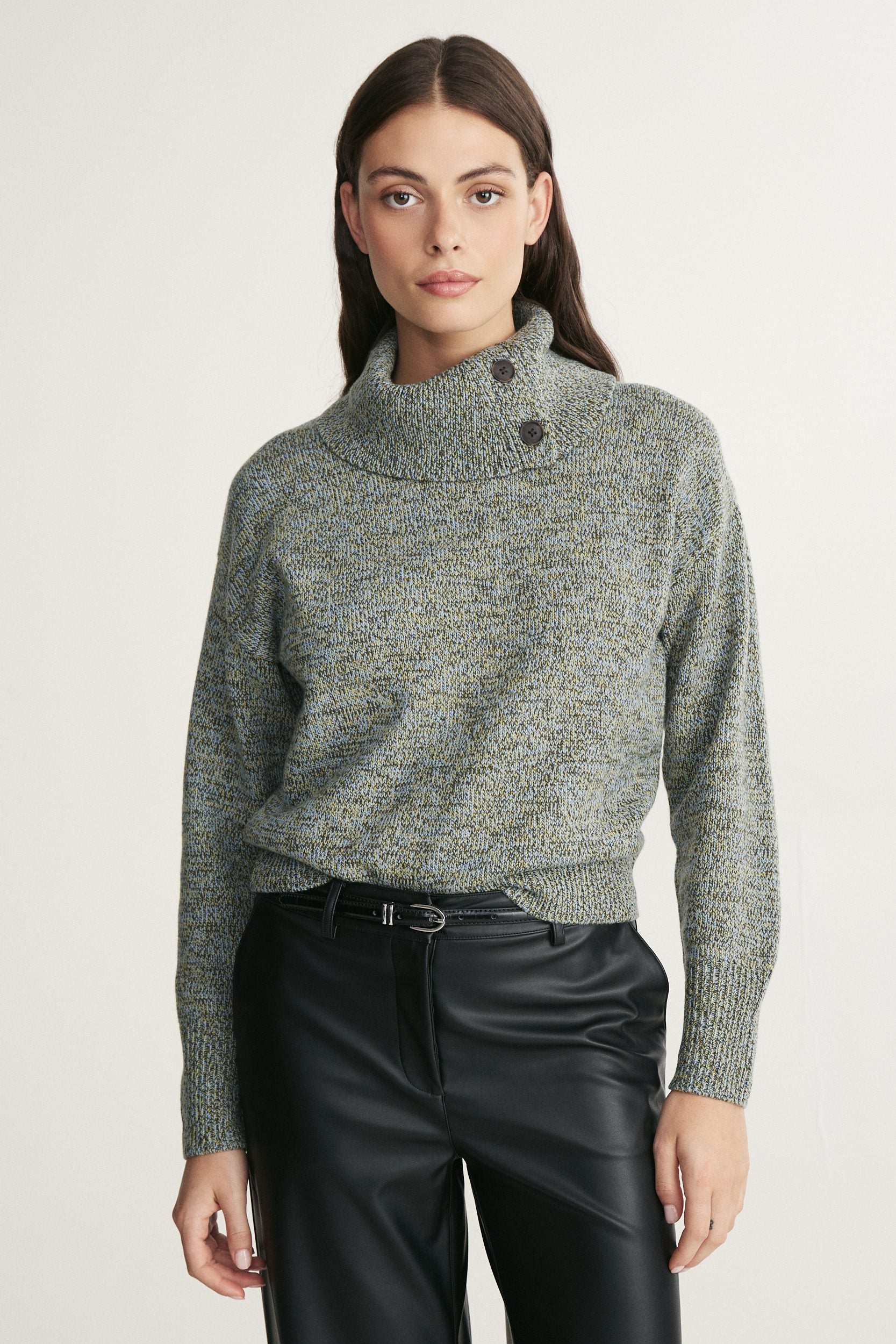 Marled turtleneck pullover