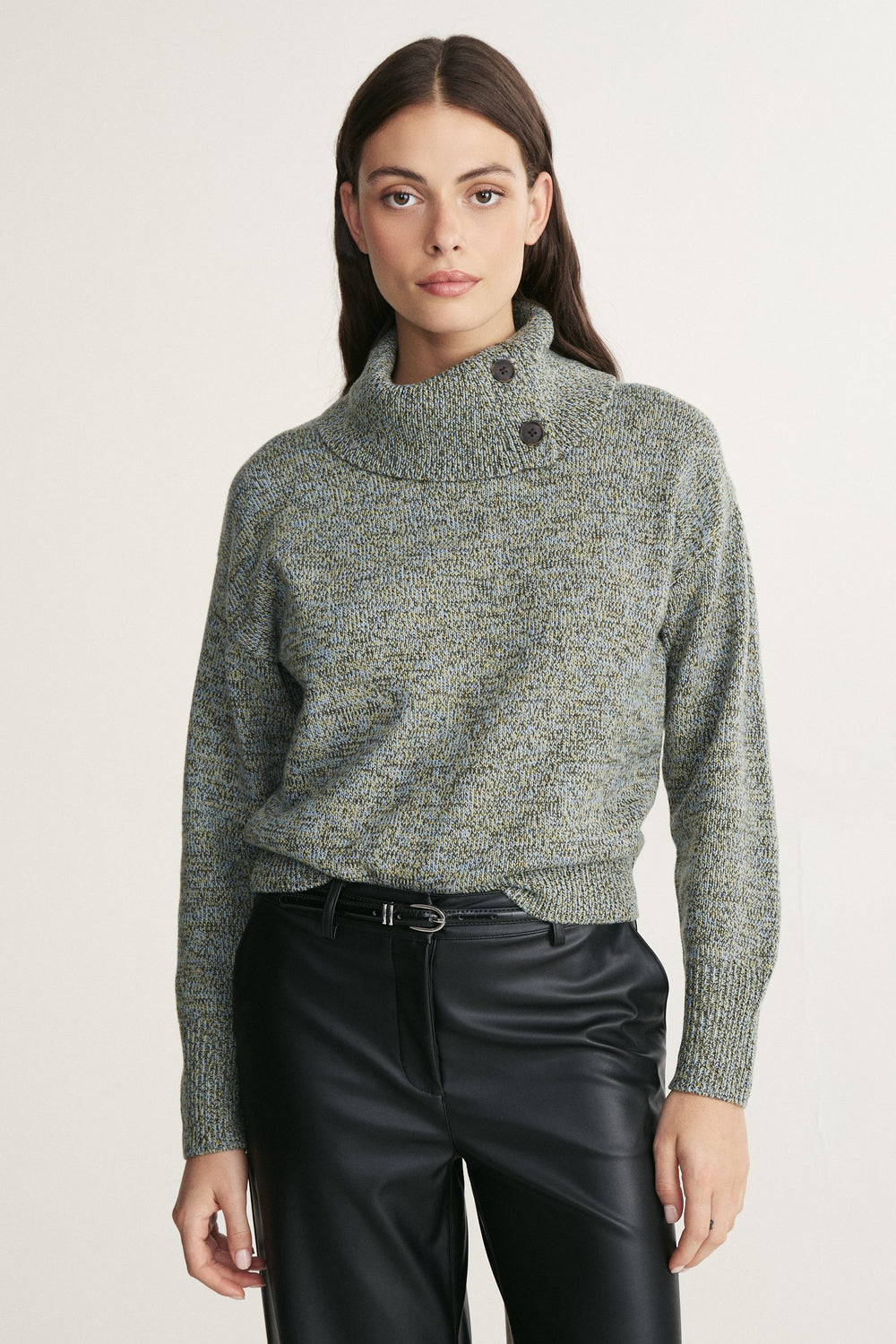 Marled turtleneck pullover