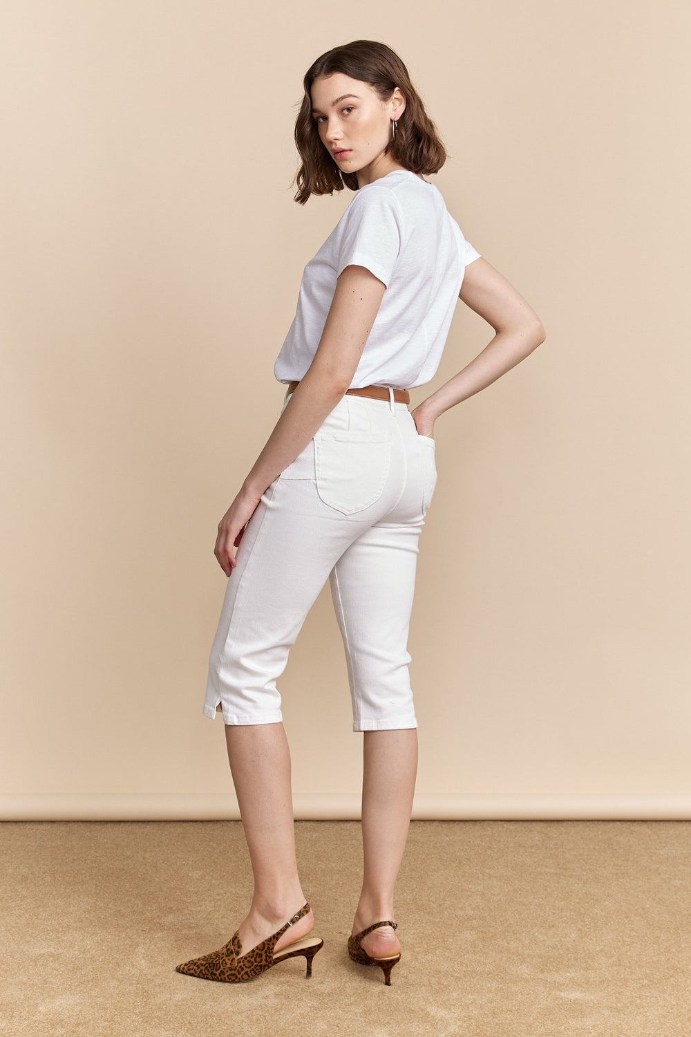 Capri blanc push up avec fente