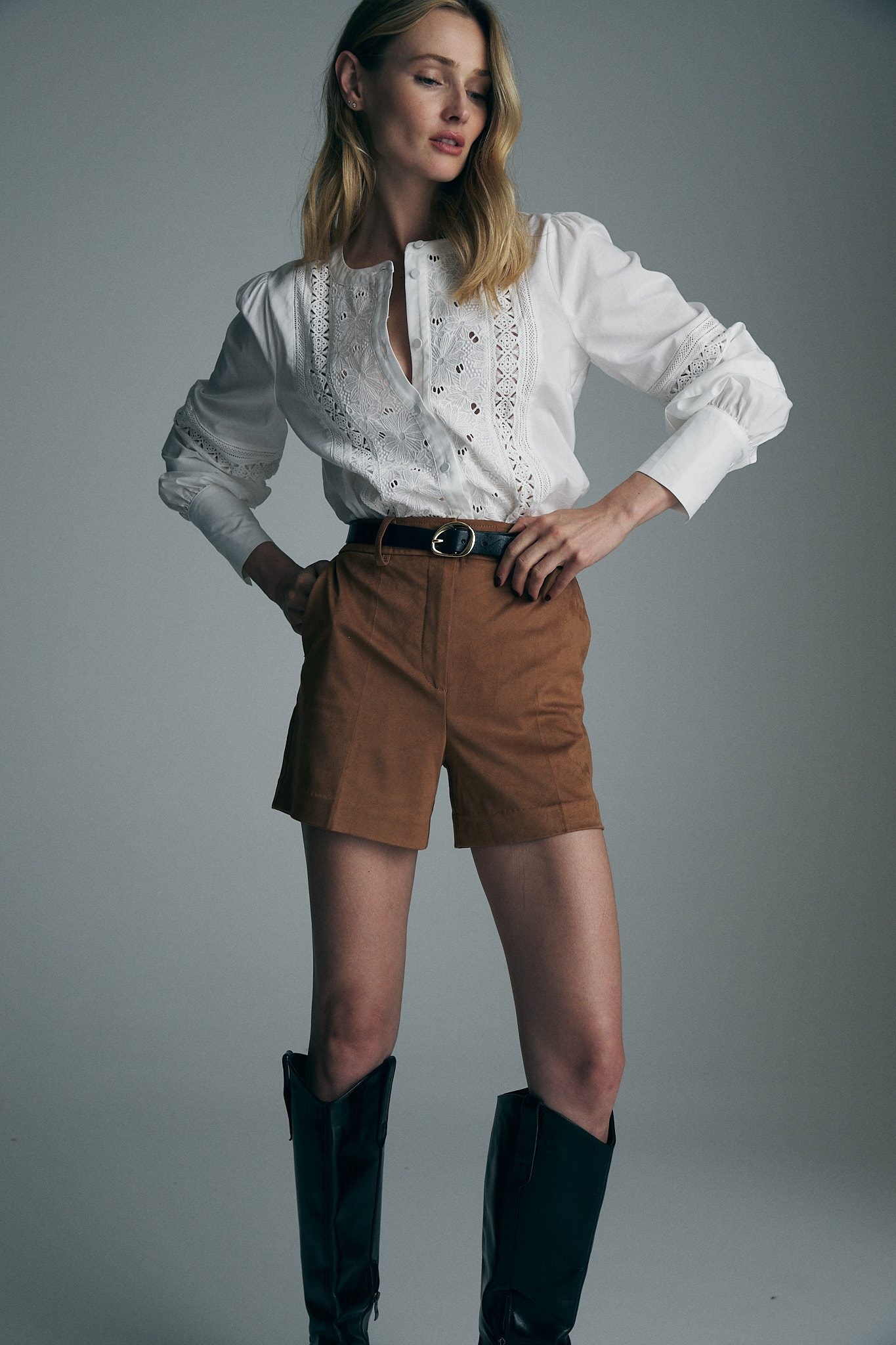 Faux suede shorts