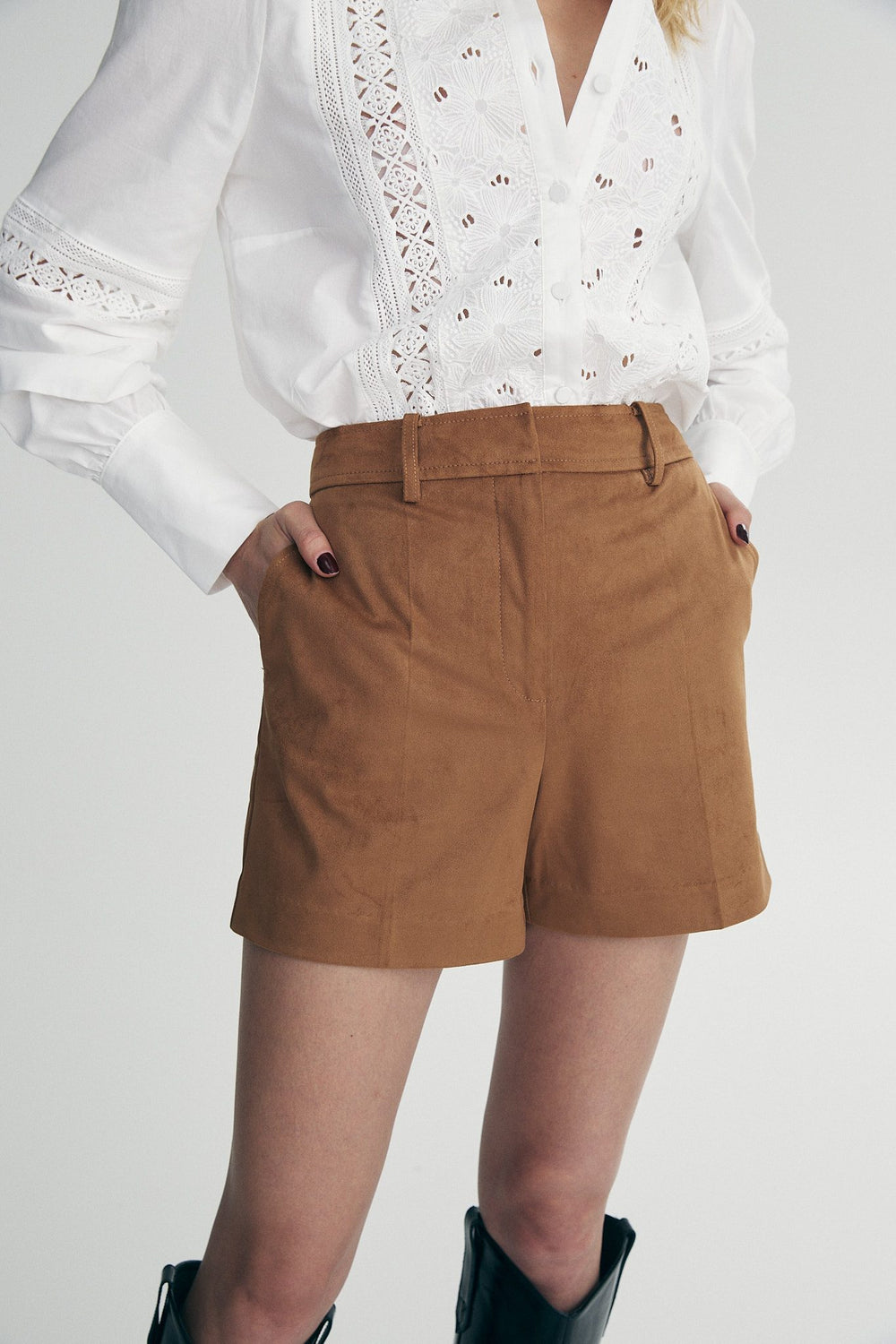 Faux suede shorts