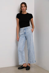 High waisted jeans with button detail