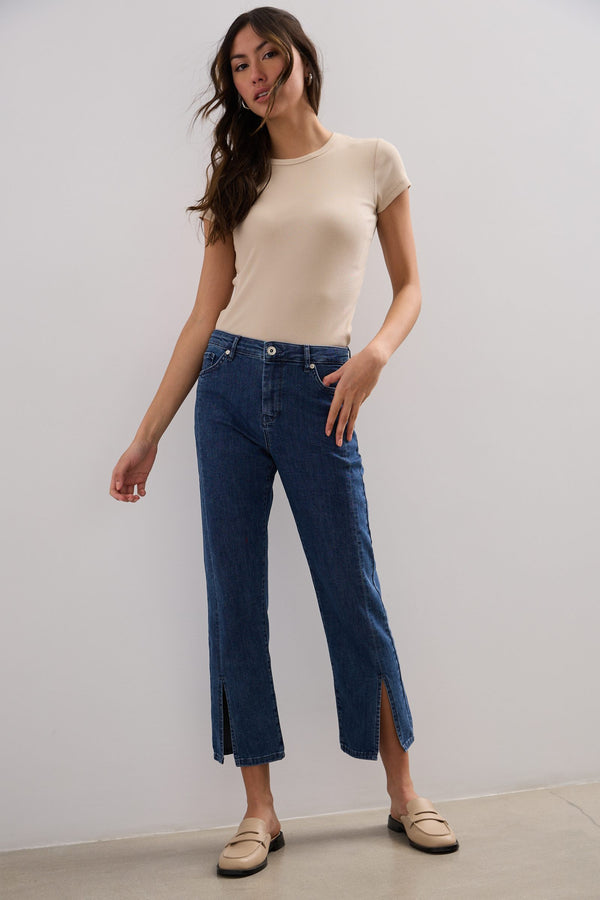 Vogue cropped jeans with slit