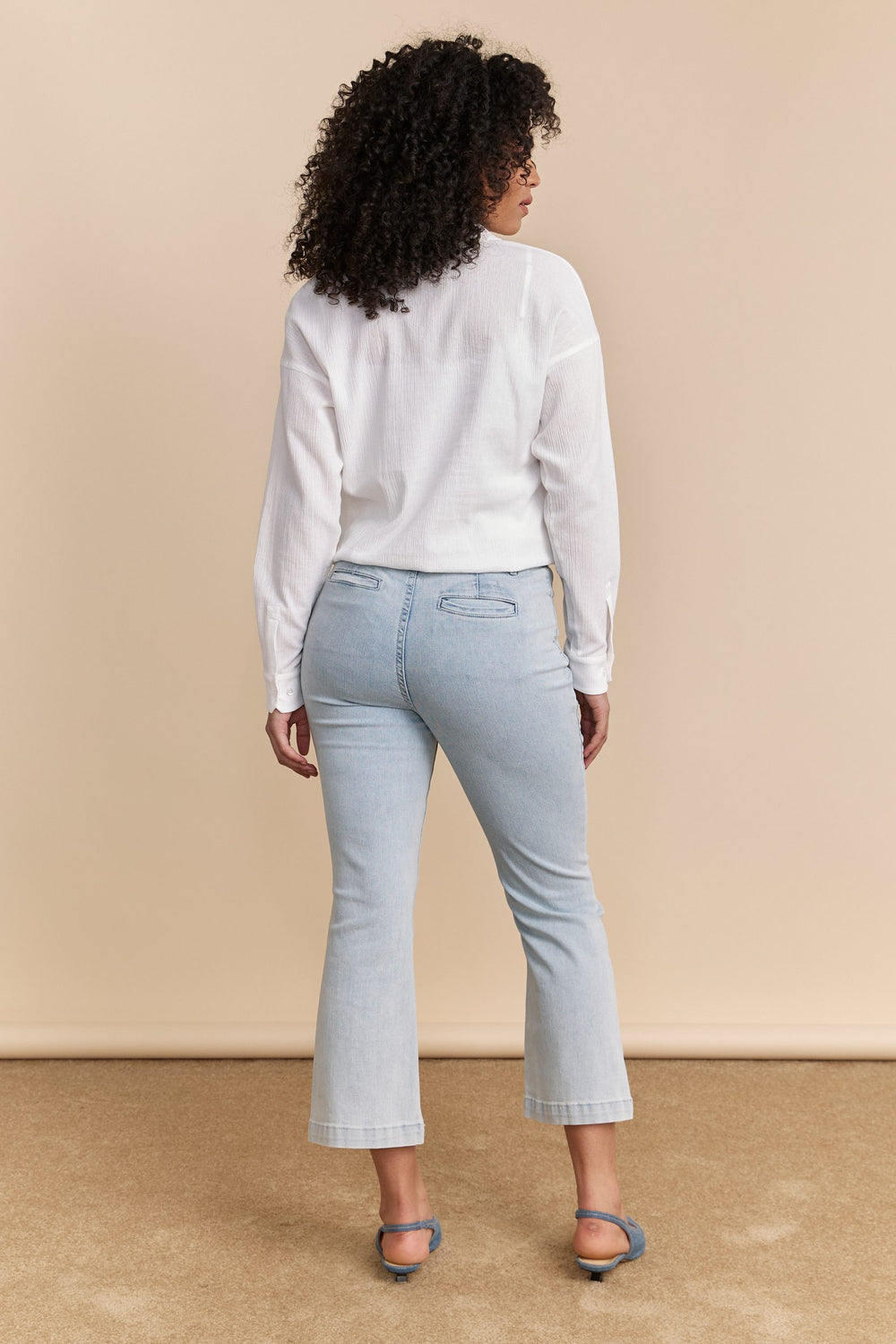 High waist crop flared jean
