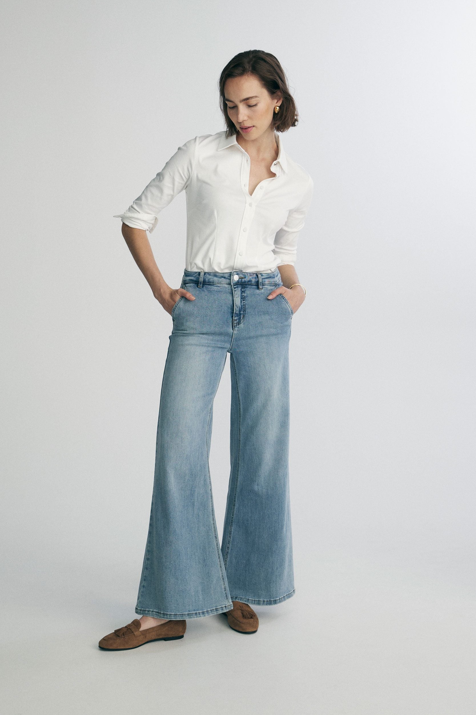 Jeans taille haute jambe extra large