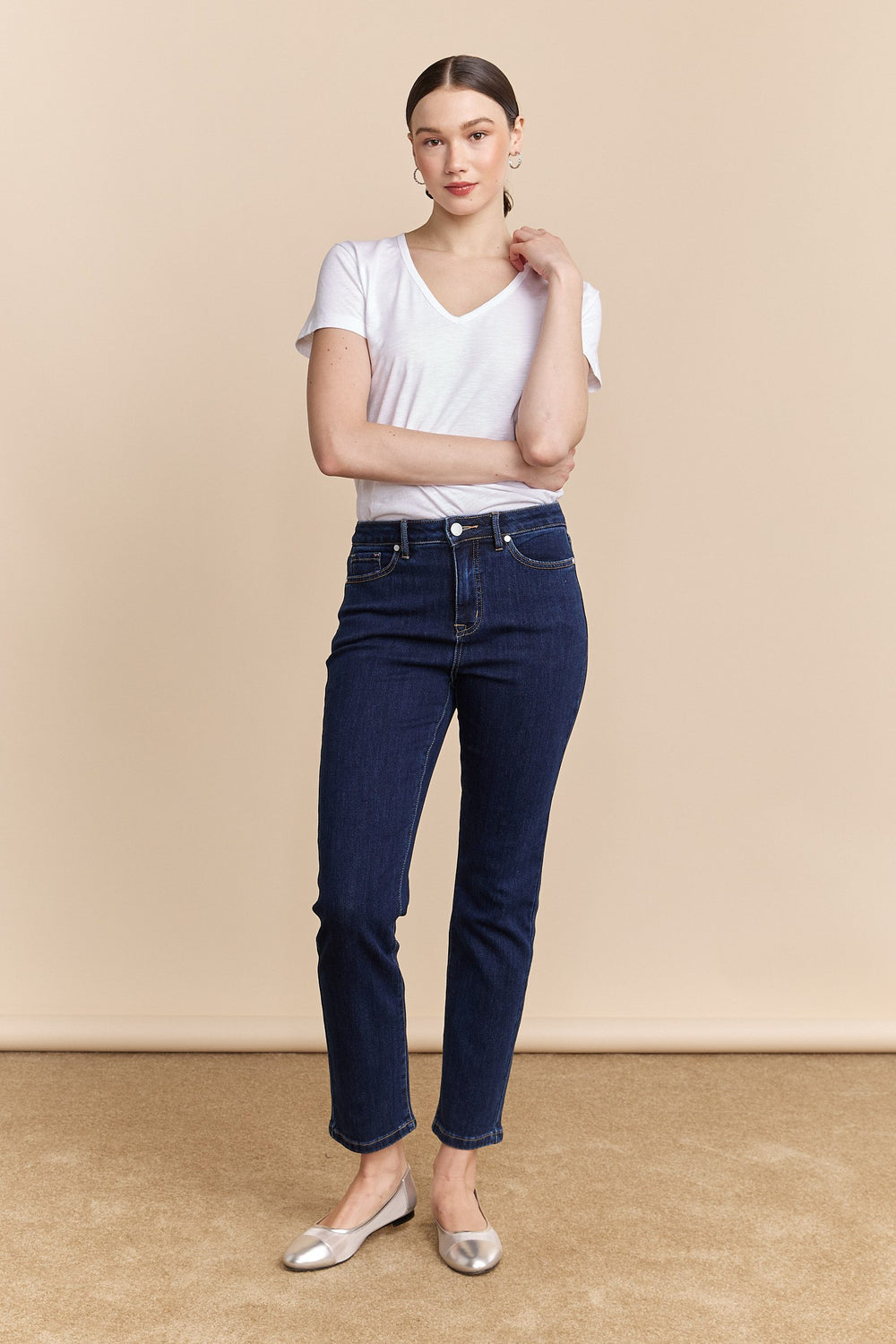 Jean taille haute écourté