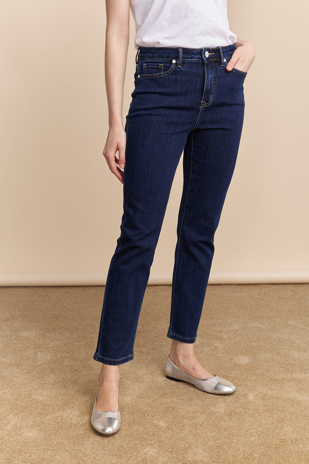 Jean taille haute écourté