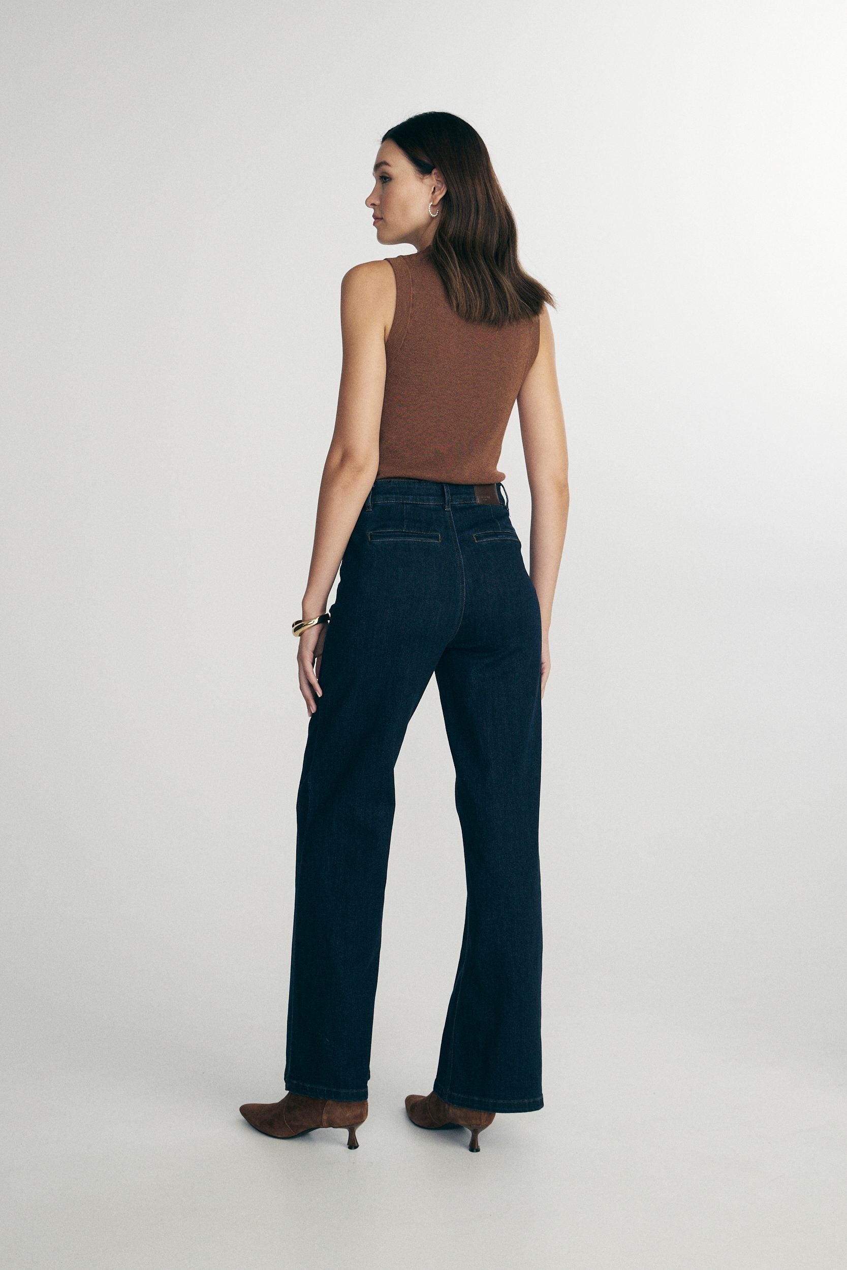 Jeans with faux suede details