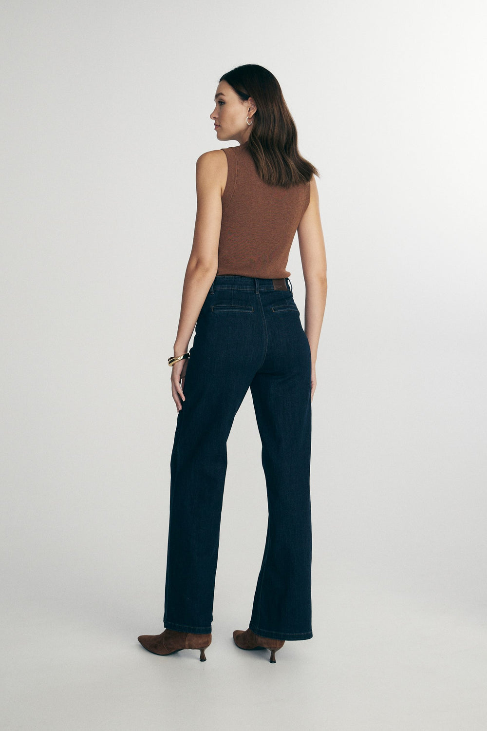 Jeans with faux suede details