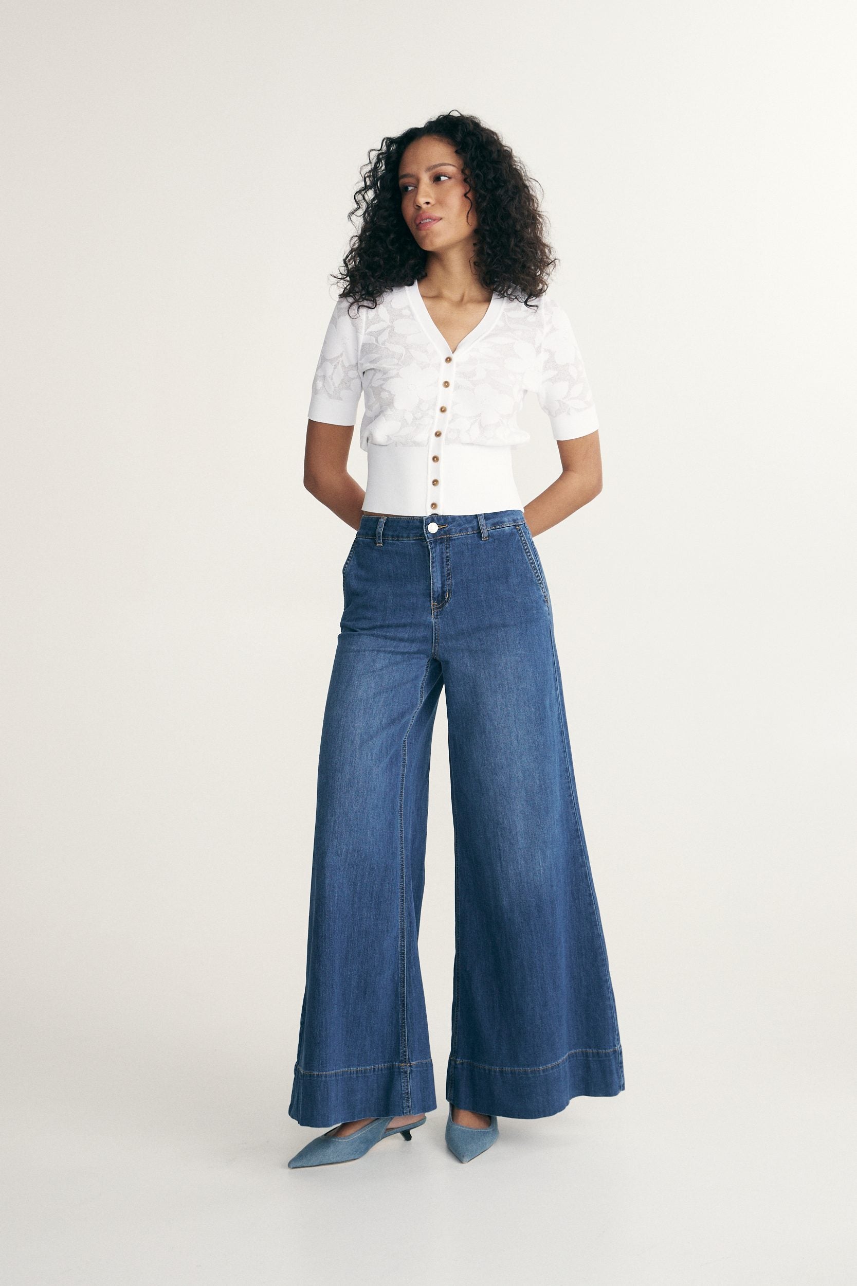 Jeans taille haute jambe extra large