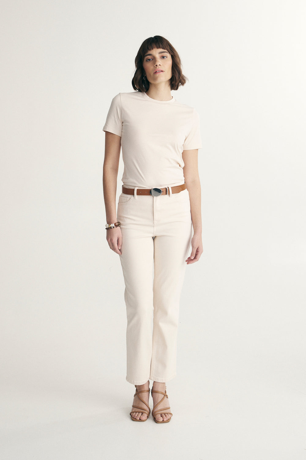 Jean taille haute écourté