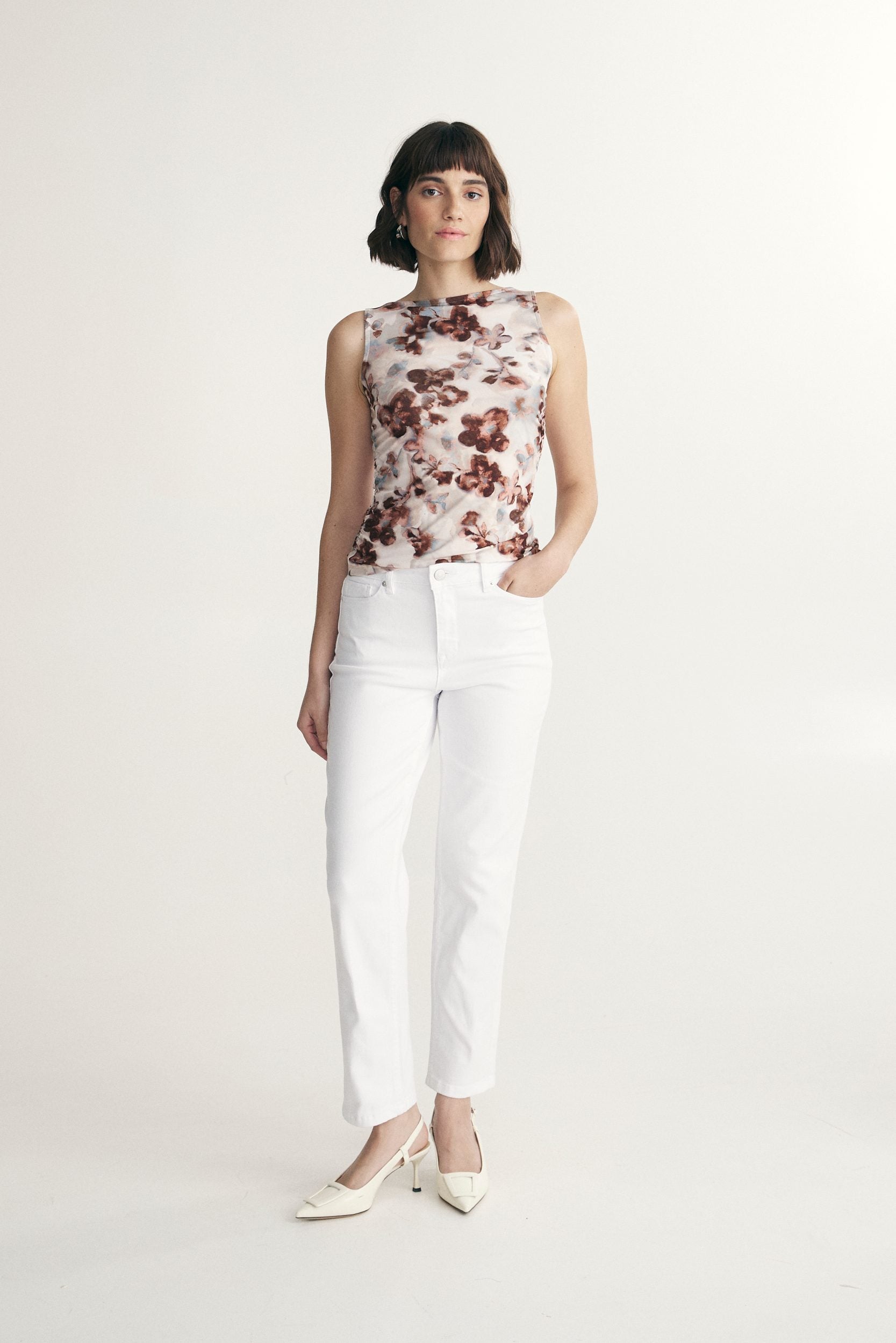 Jean taille haute écourté