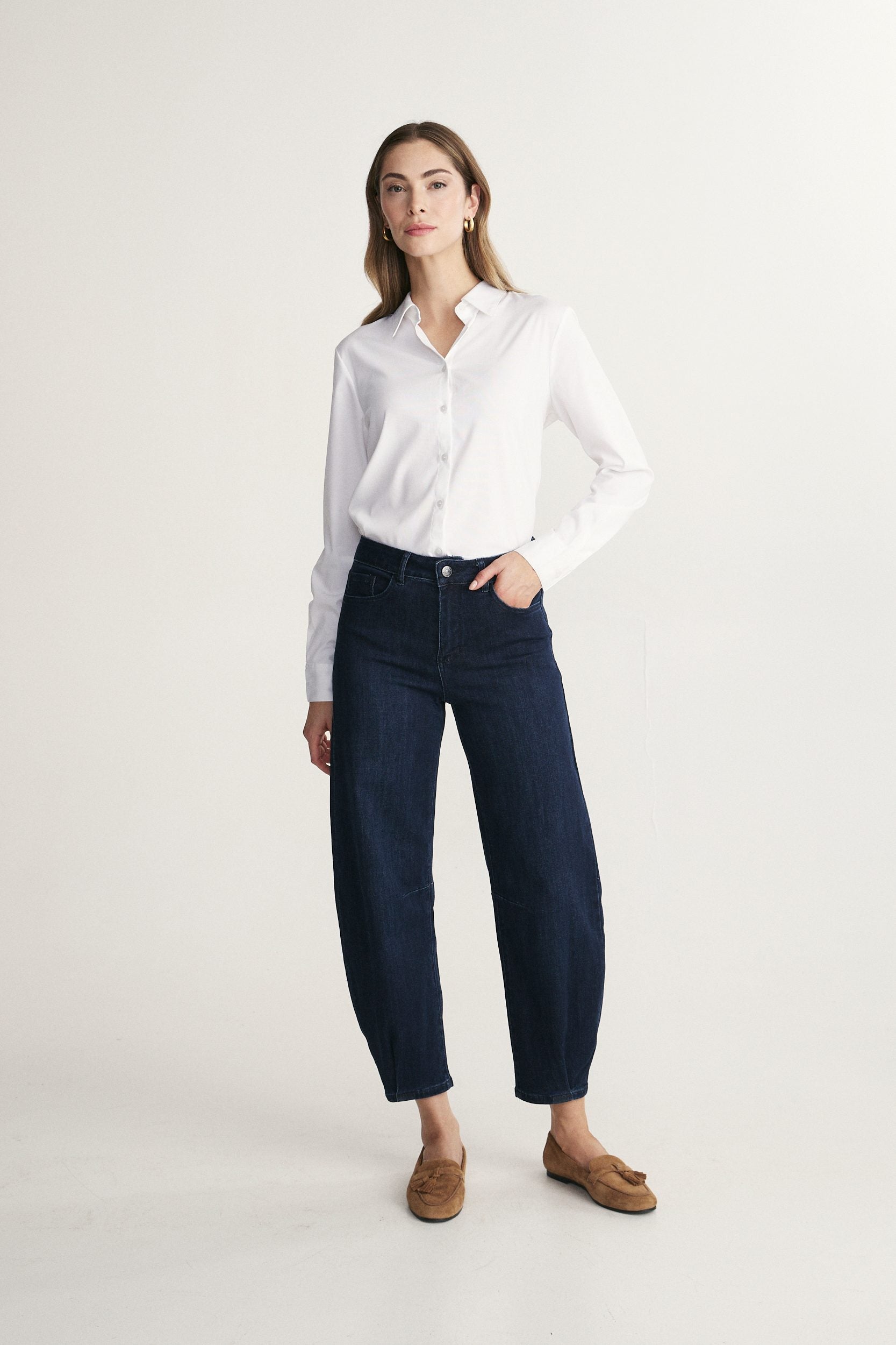 High-rise barrel jeans