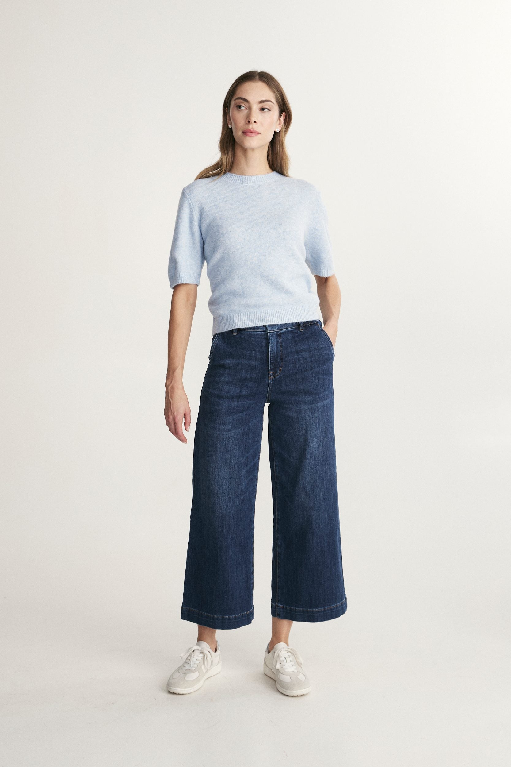 High-rise cropped wide-leg jeans