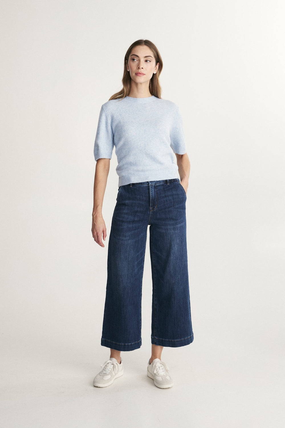High-rise cropped wide-leg jeans