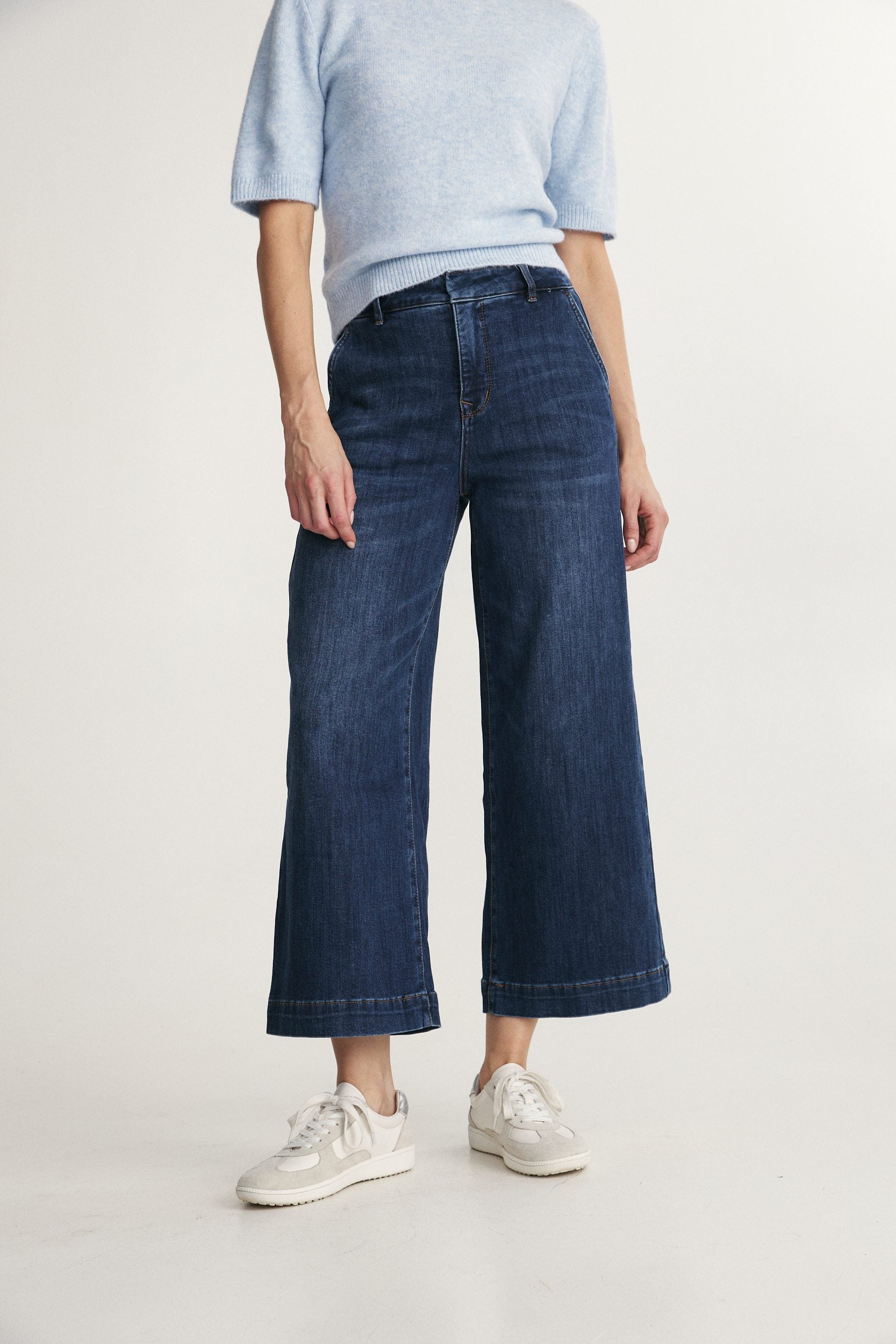 High-rise cropped wide-leg jeans