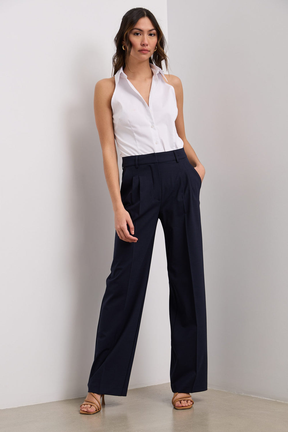 Pantalon large à plis