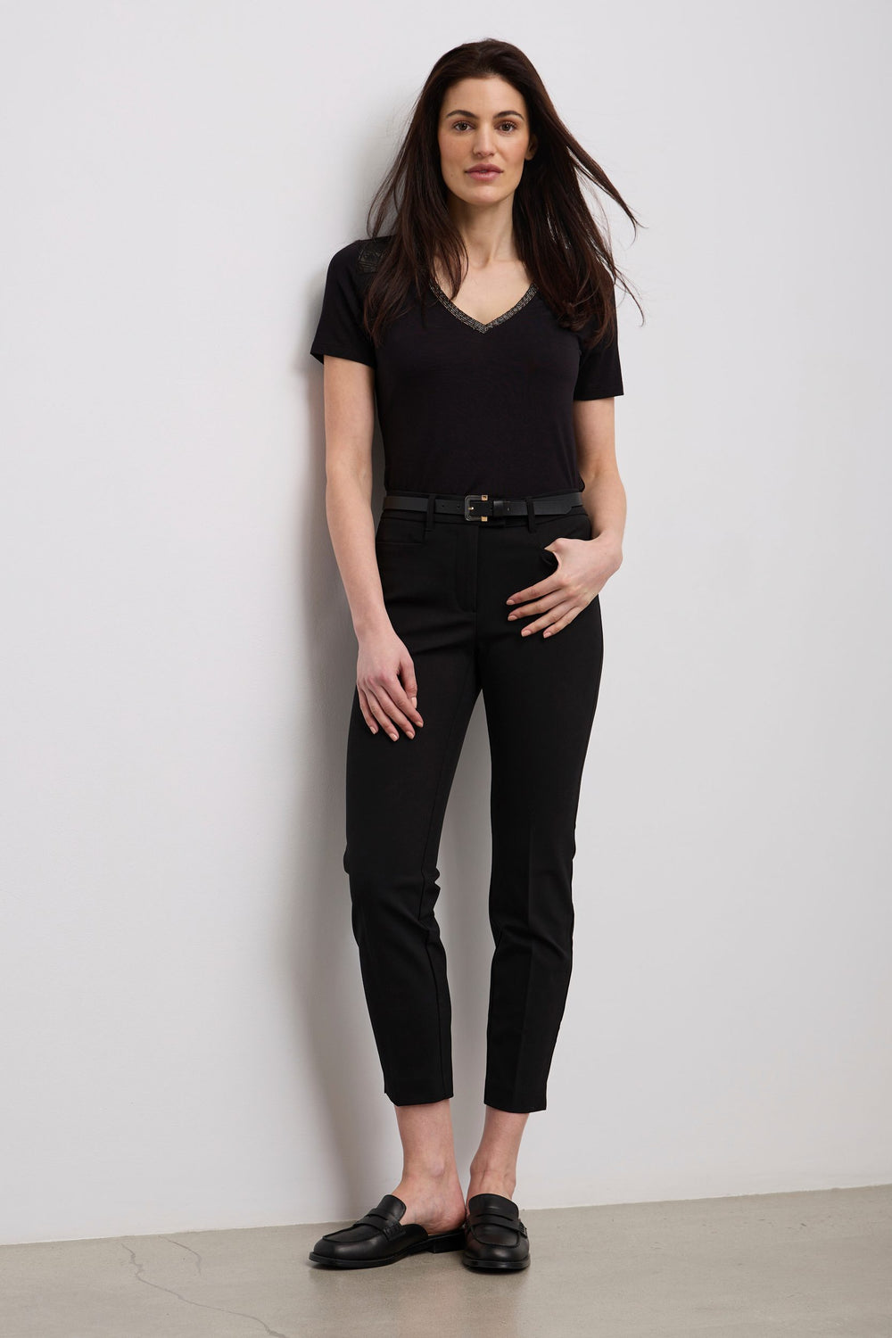 Pantalon coupe urbain écourté à taille élastique