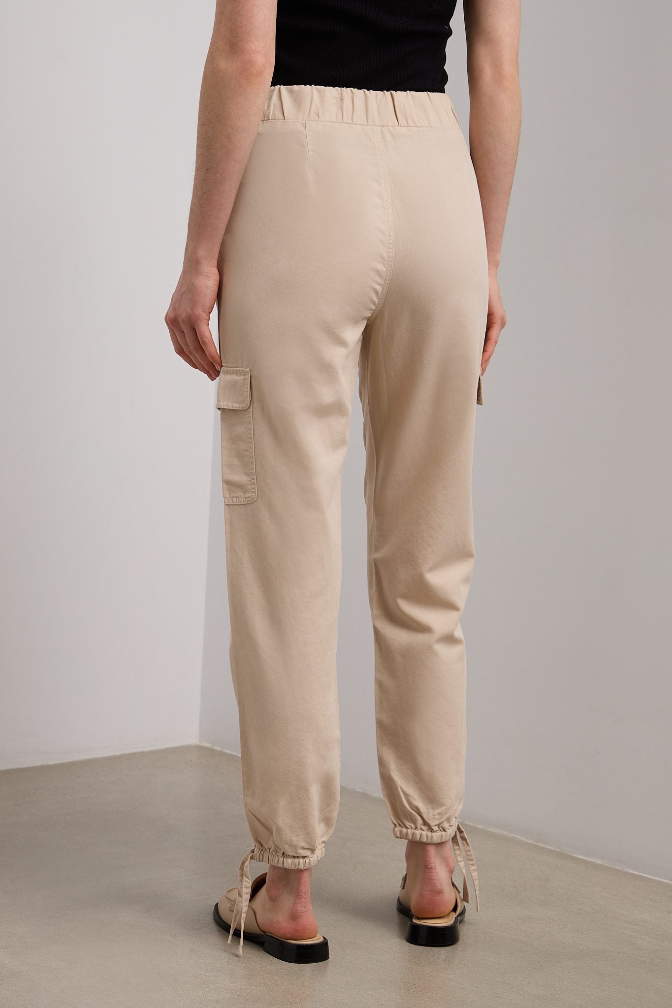 Pantalon cargo décontracté en mélange de lin