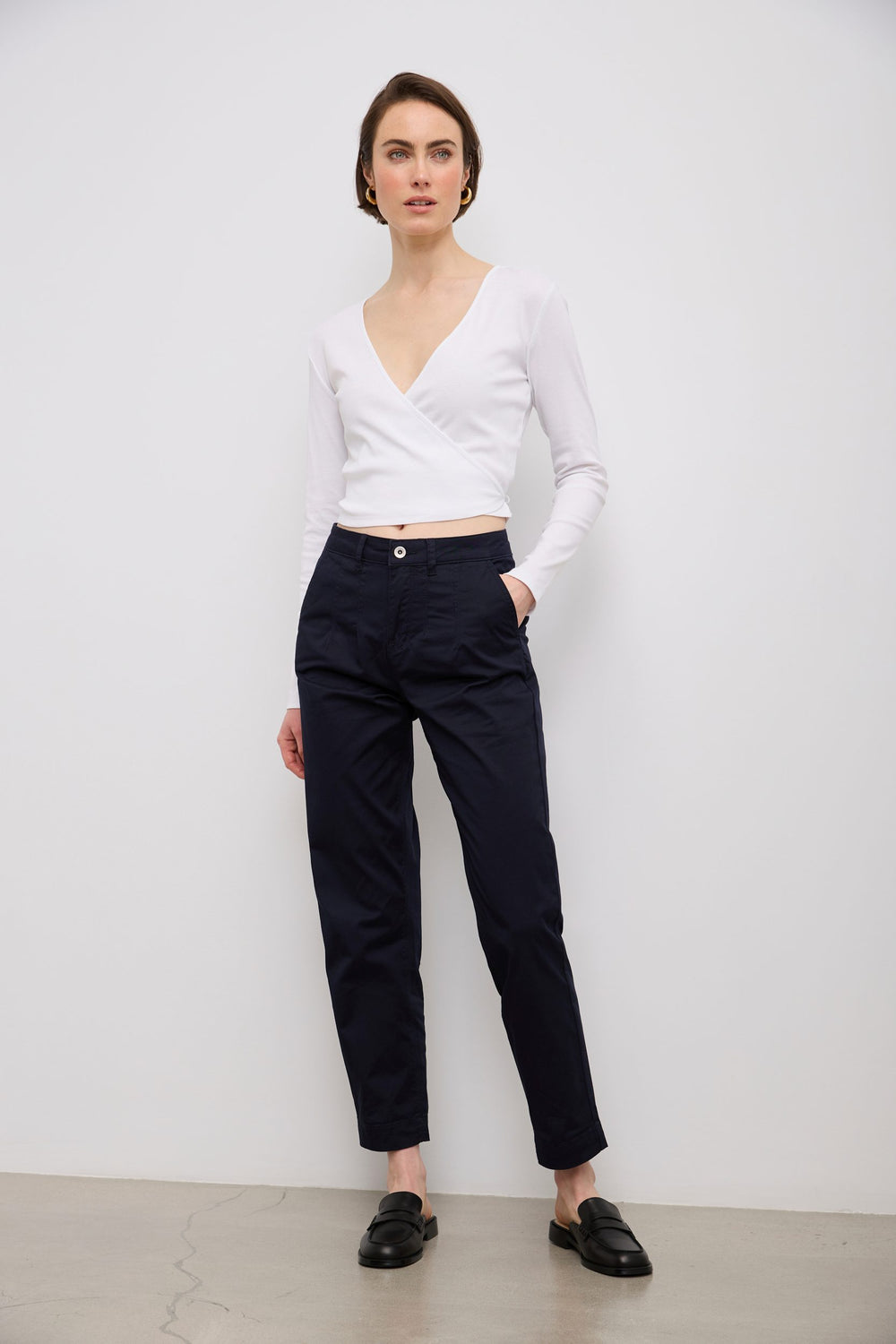 Pantalon taille haute à pinces