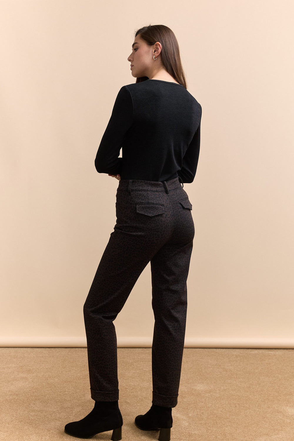 Pantalon taille haute à poches