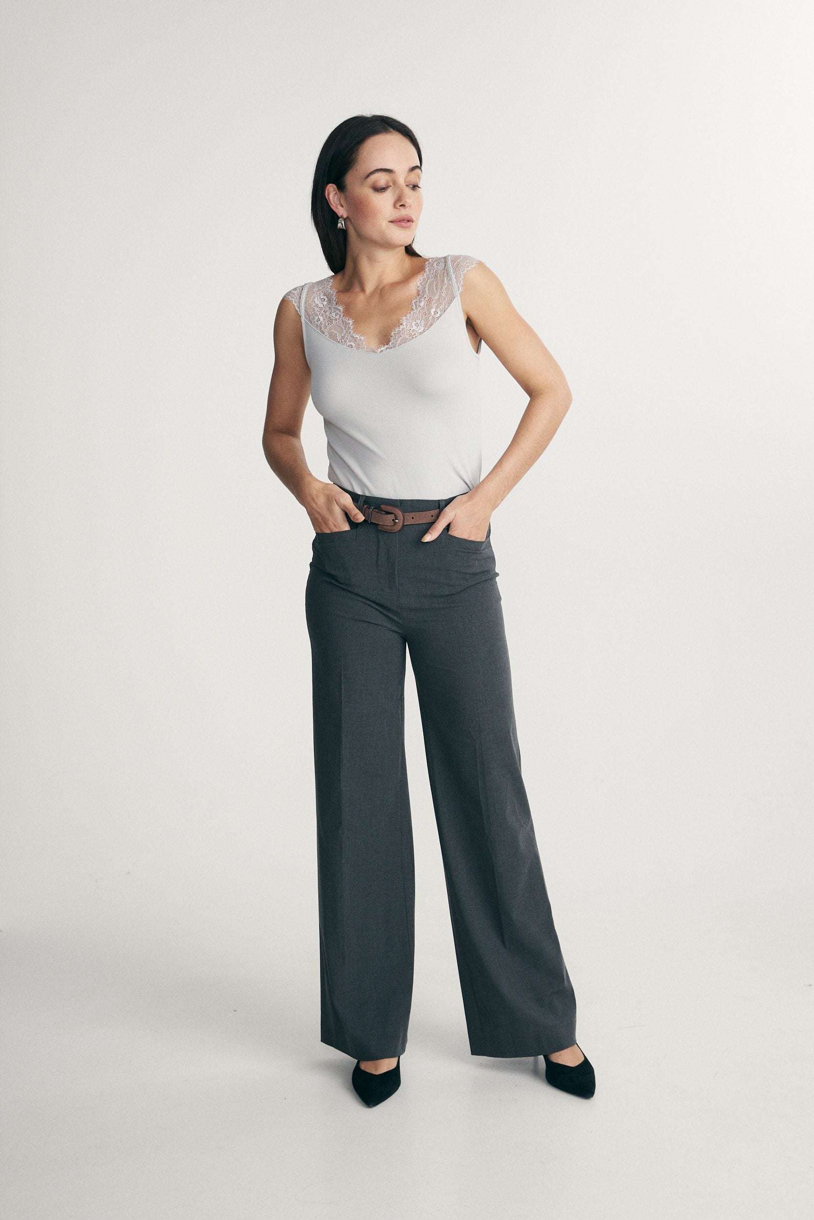 Pantalon taille haute droit