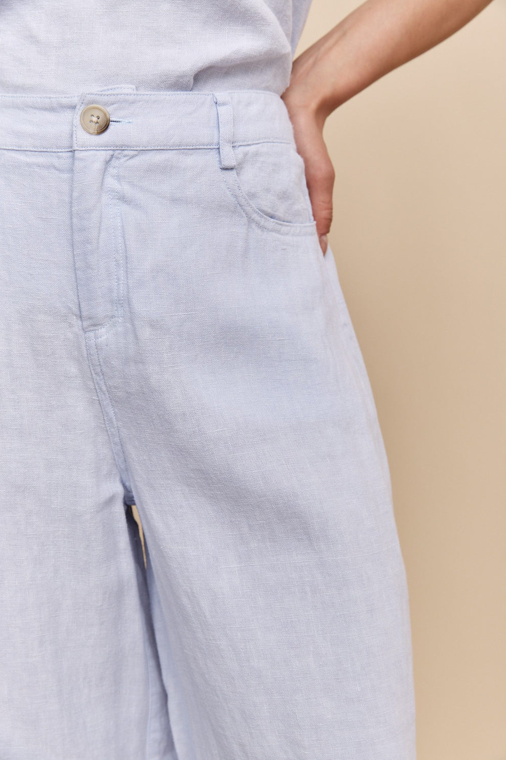 Wide leg crop high waist linen pant