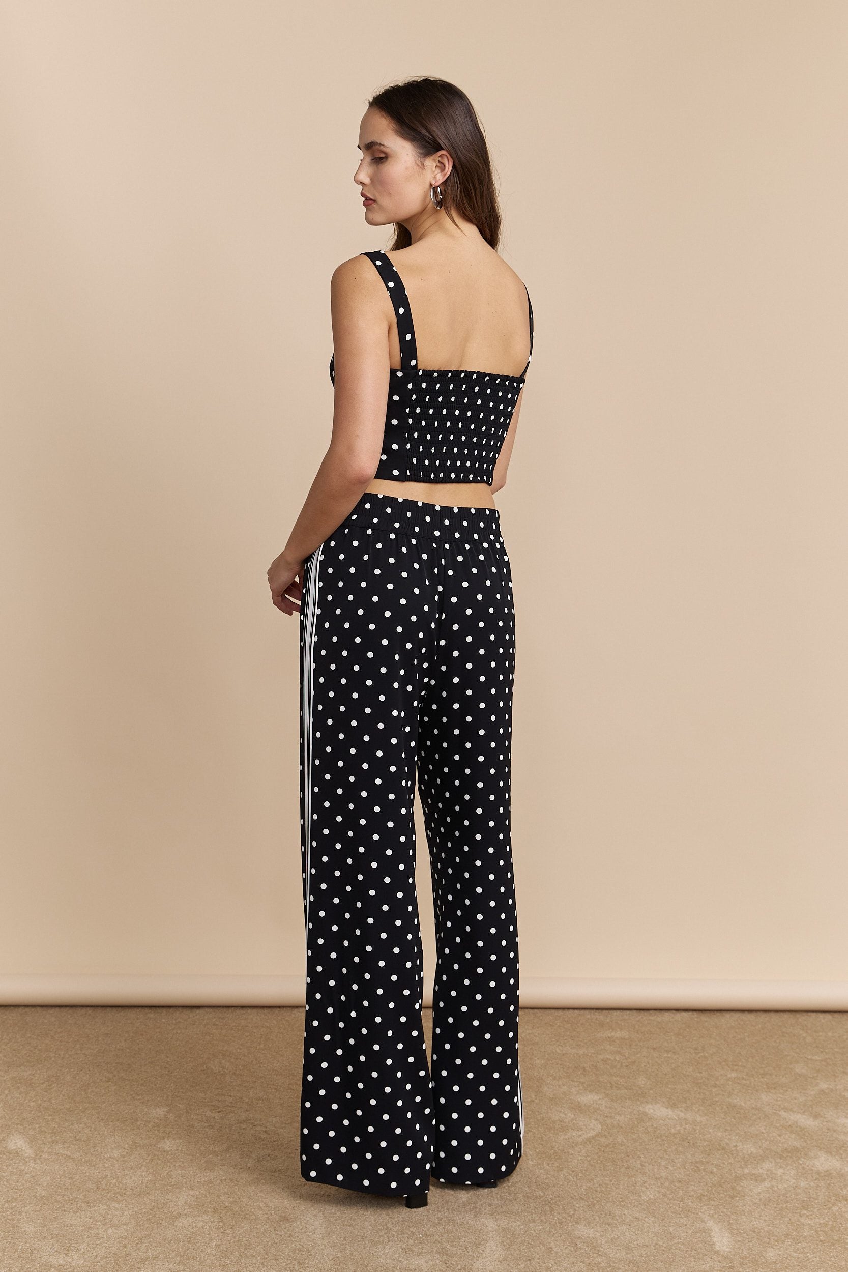 Pantalon large imprimé à pois