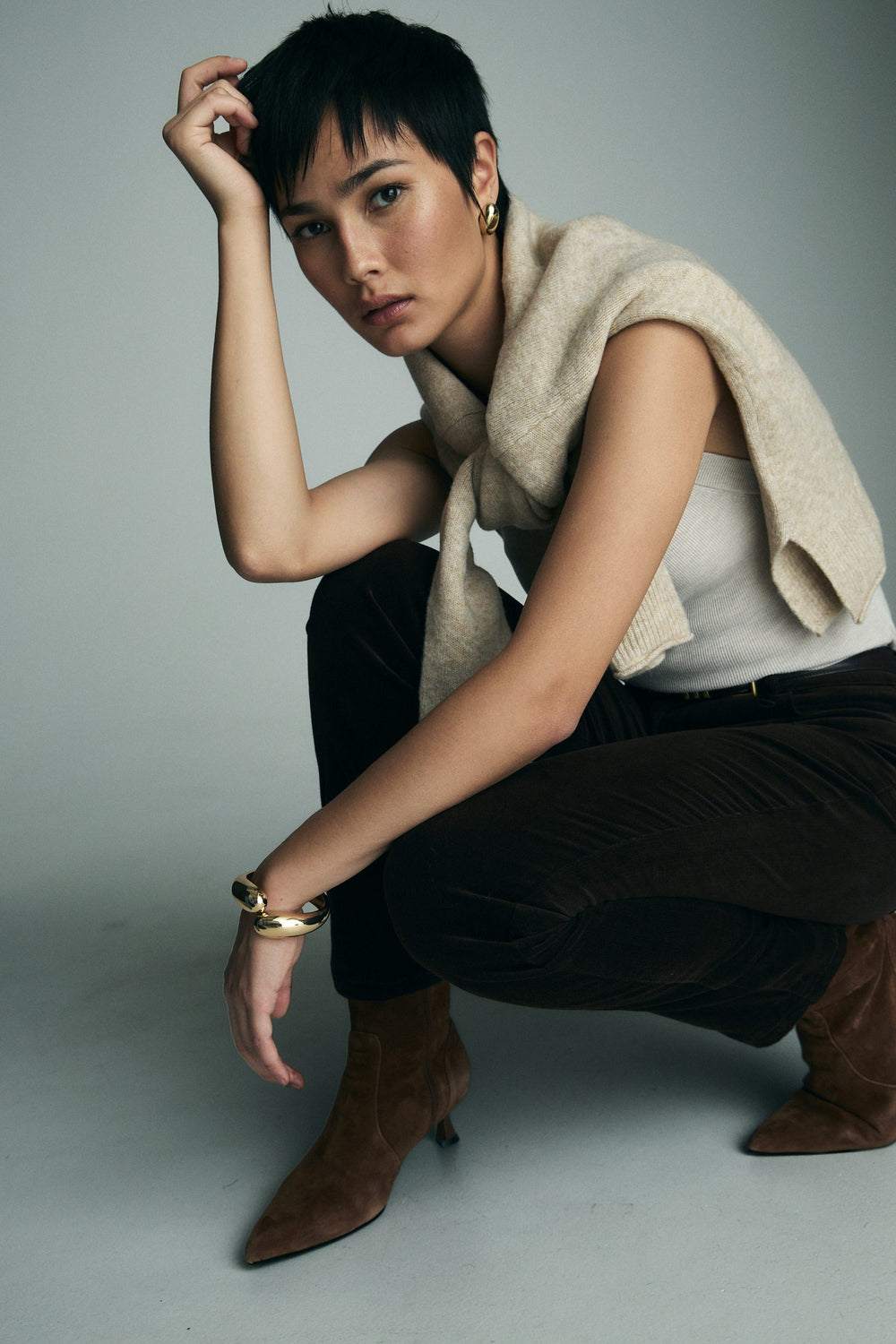 Cropped corduroy pants