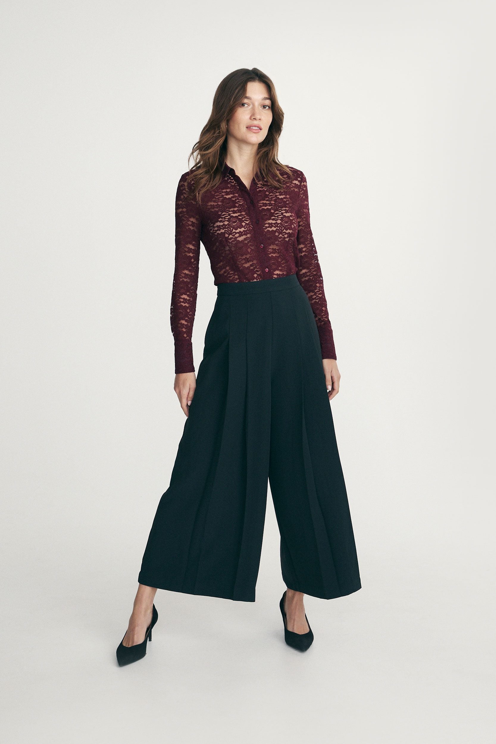 Pantalon plissé à jambe large