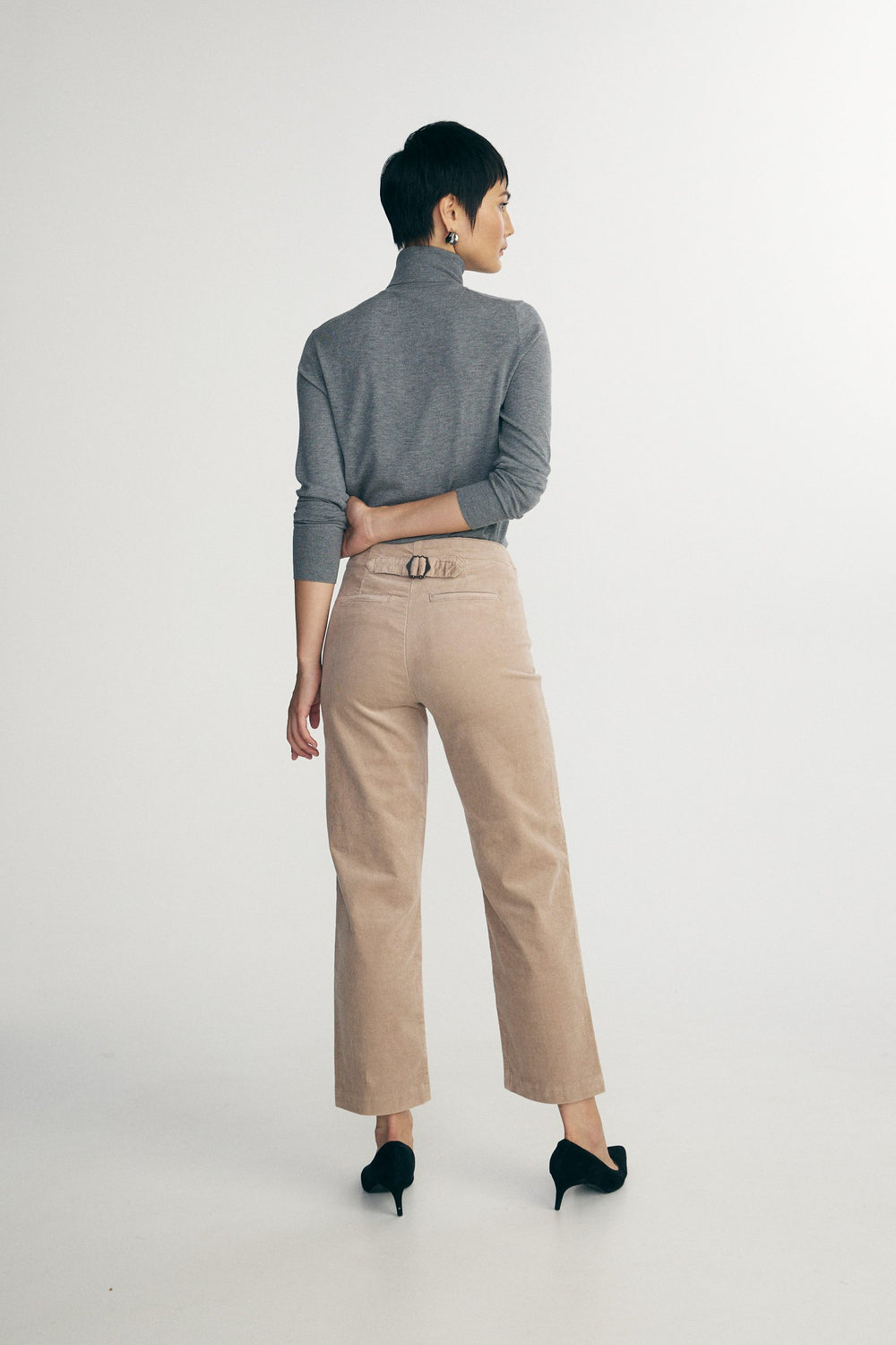 Crop straight corduroy pants