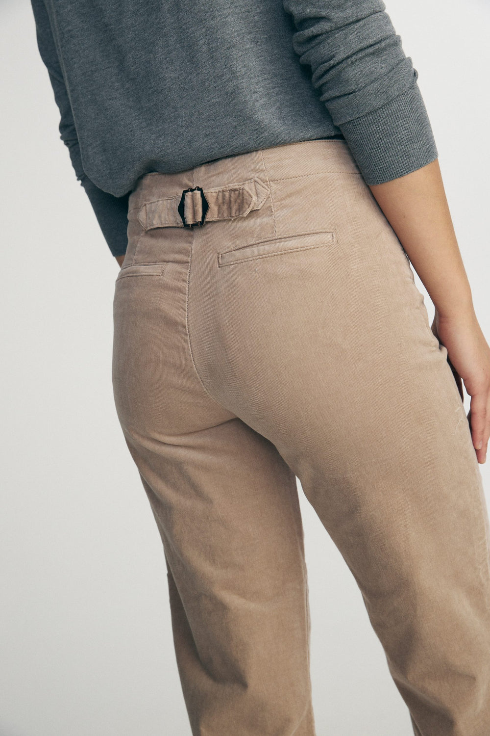 Crop straight corduroy pants