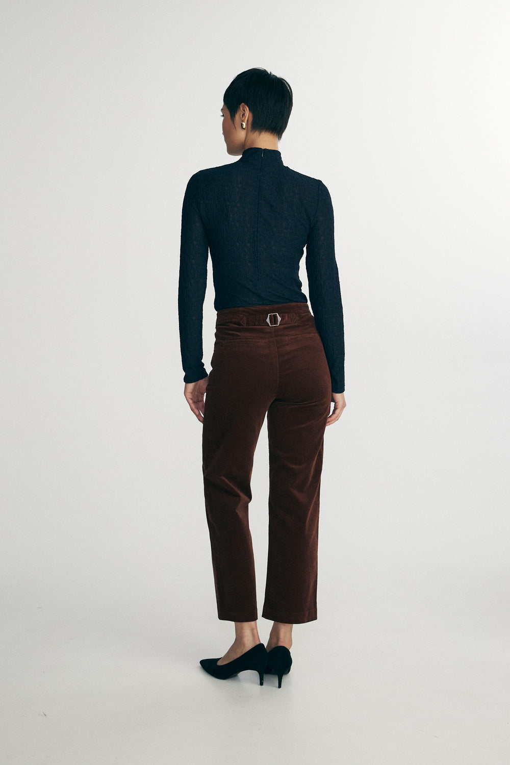 Crop straight corduroy pants