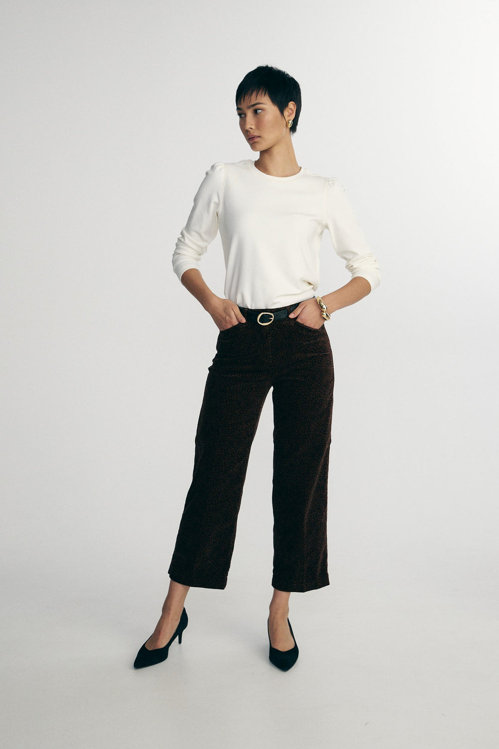Printed velvet pants