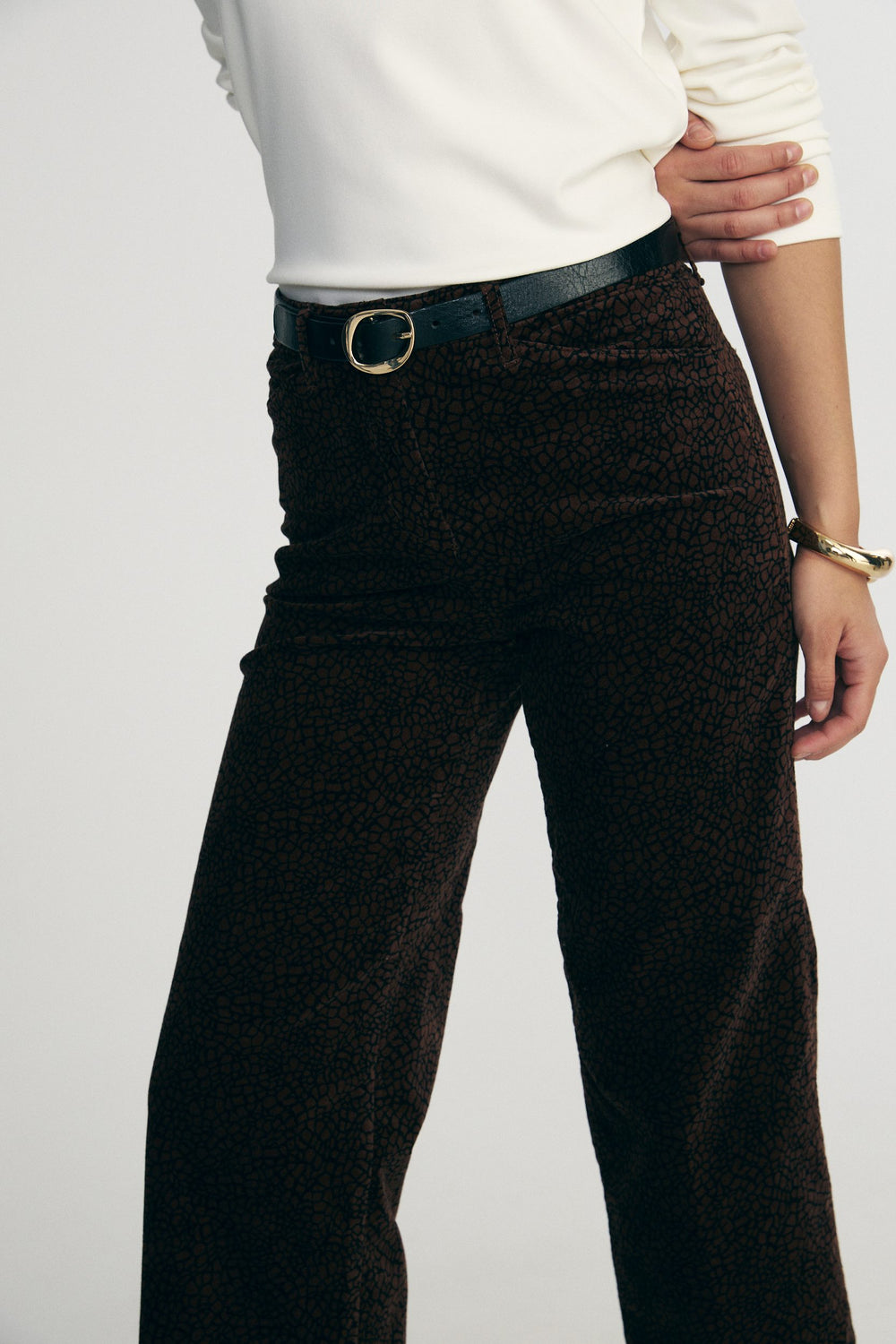 Printed velvet pants