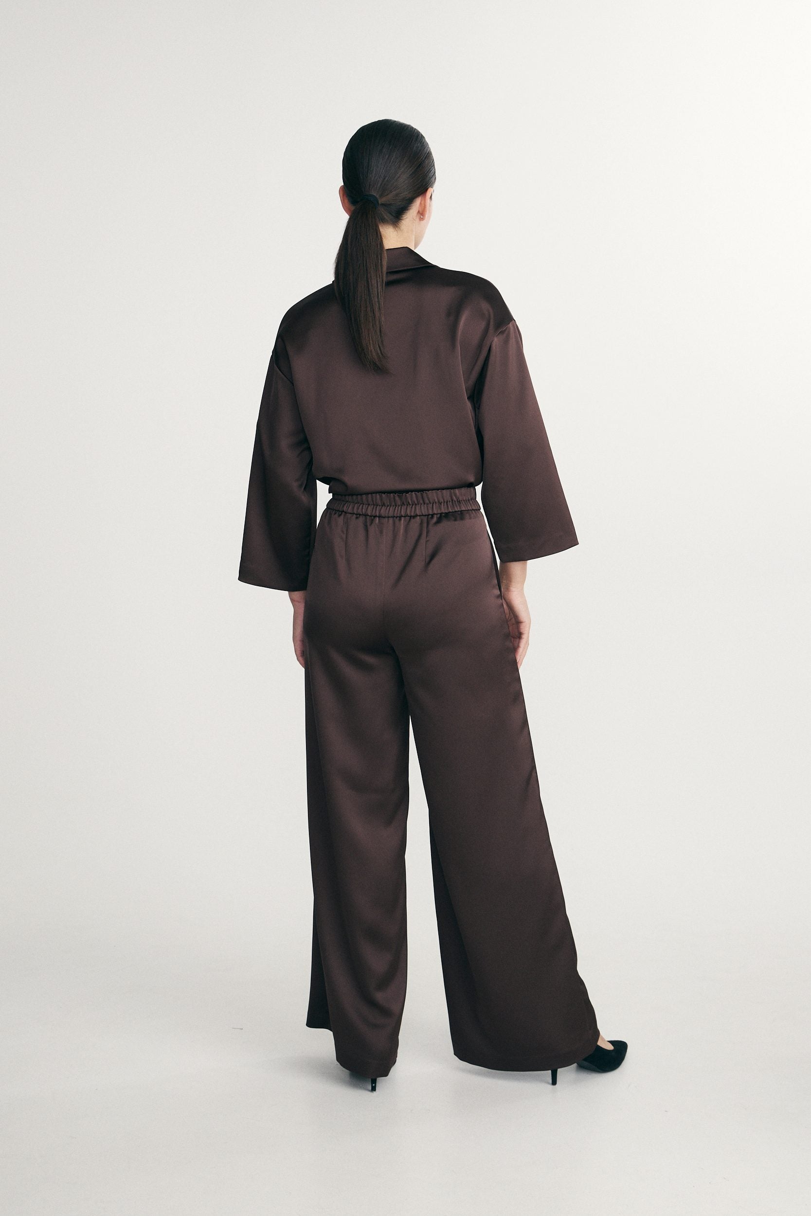 Wide leg satin pants