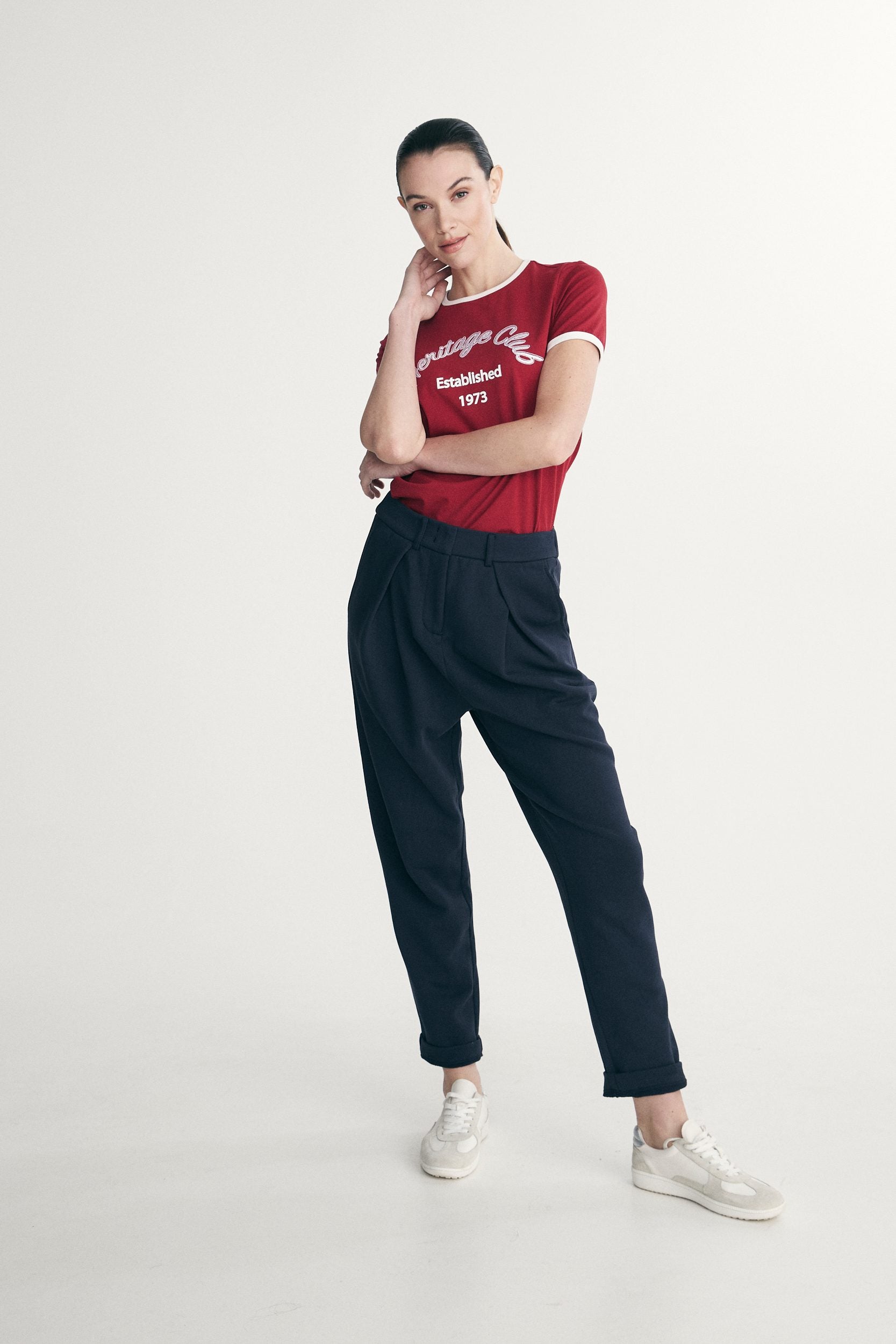 High waist pants with front pleats