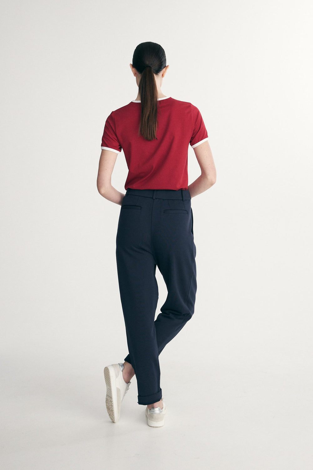 High waist pants with front pleats