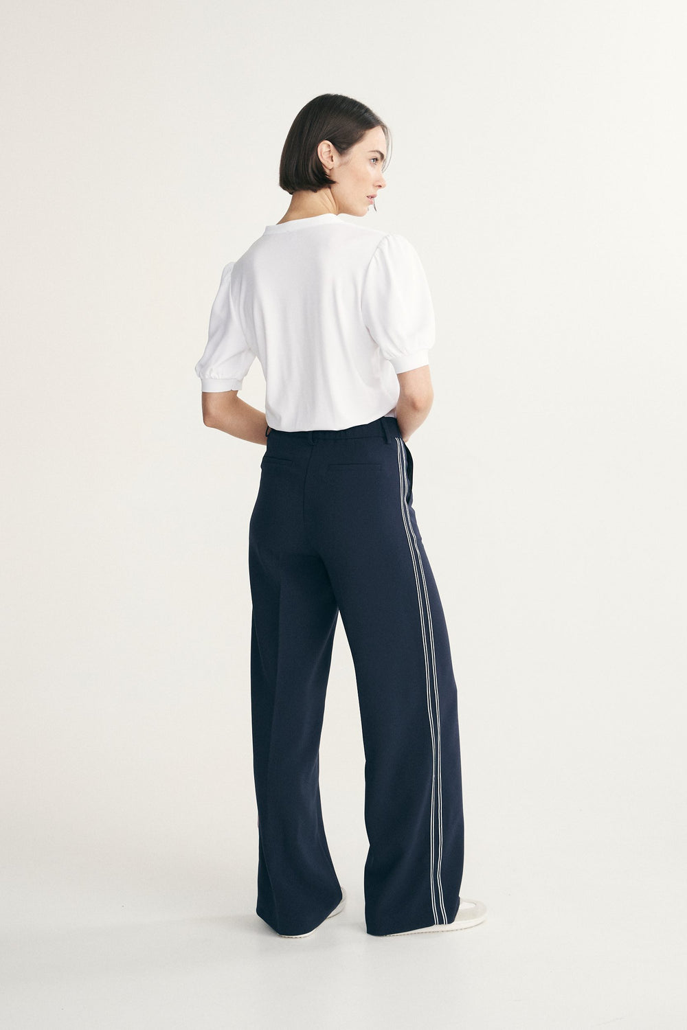 Pantalon taille haute avec ruban