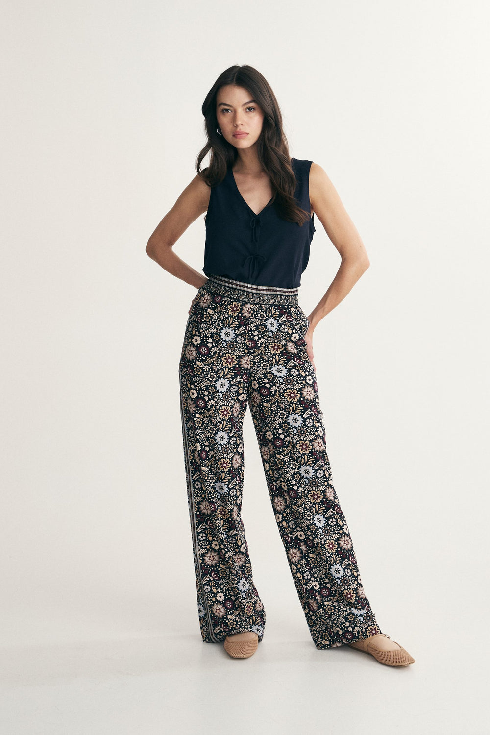 Floral print fluid pant