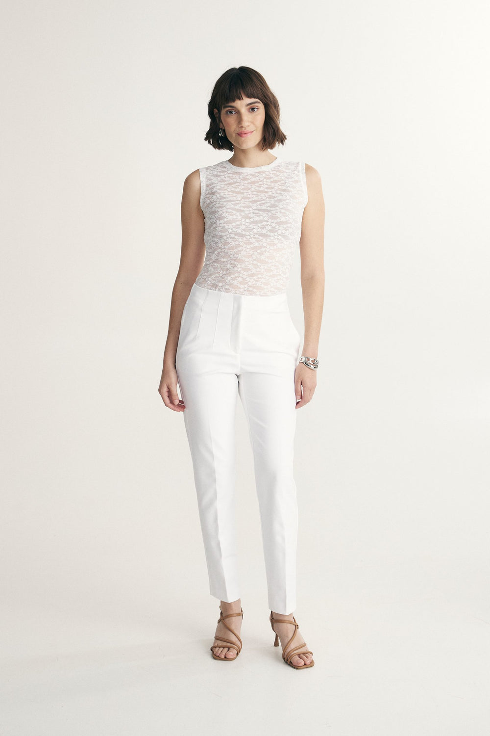 Pantalon taille haute à pinces