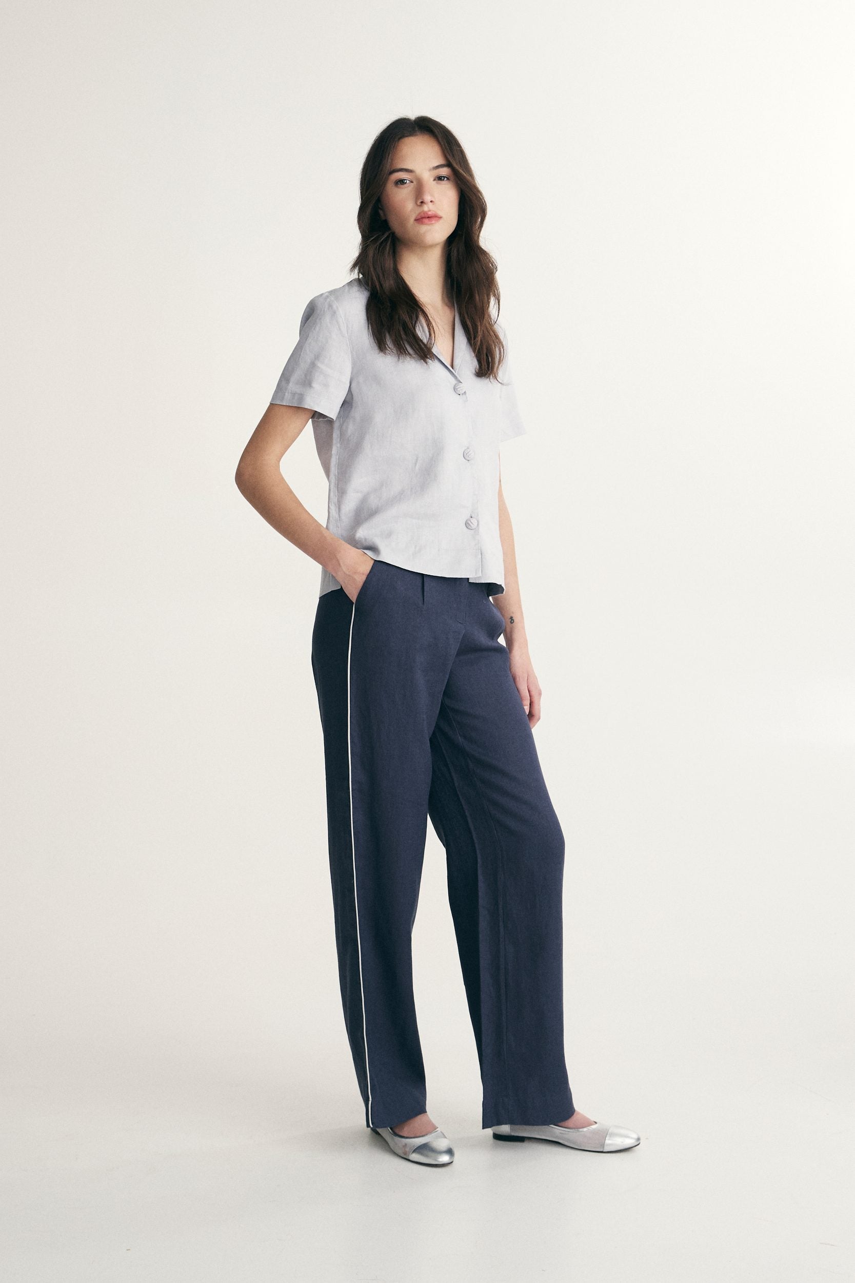 Pantalon en lin avec élastique
