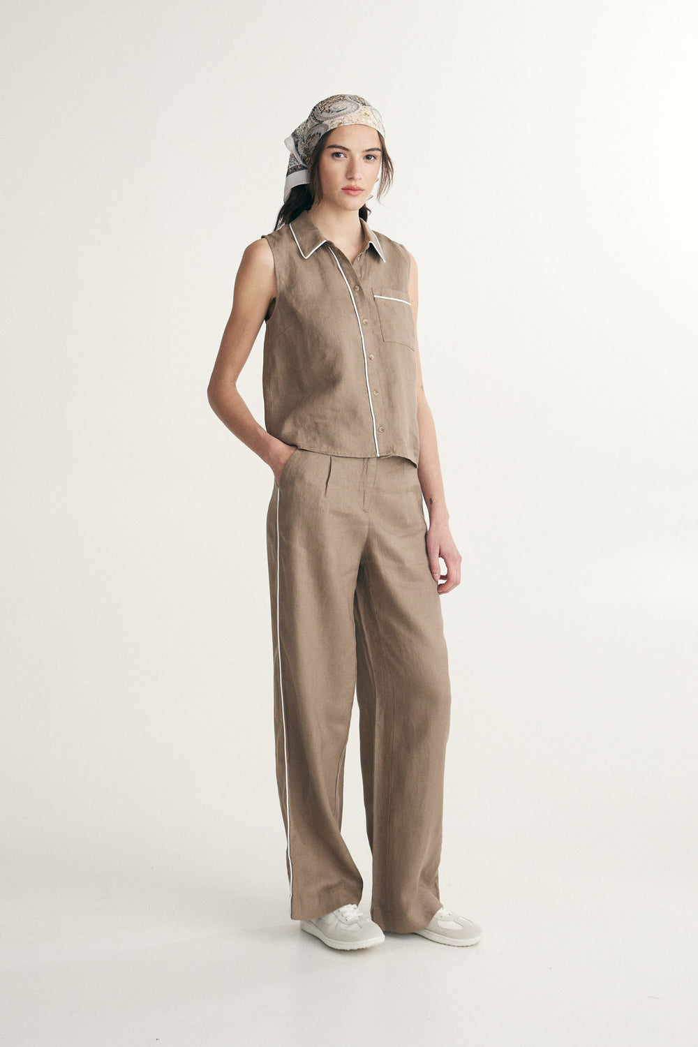 Pantalon en lin avec élastique